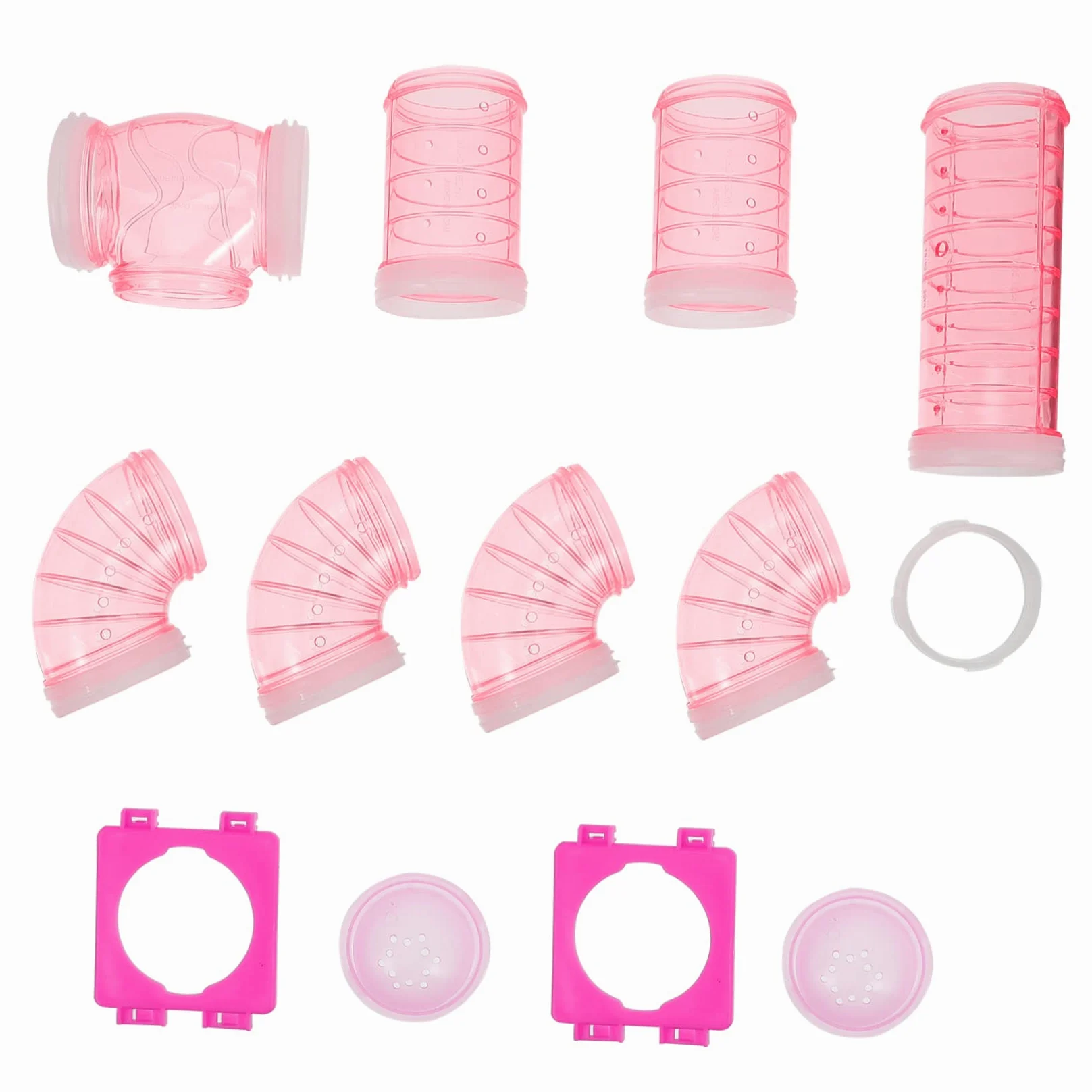 Tunnel per Criceti in Plastica Rosa, Moduli Labirinto Fai-da-te Resistenti e Collegabili per Animali Domestici, Gioco per Gabbie e Recinti