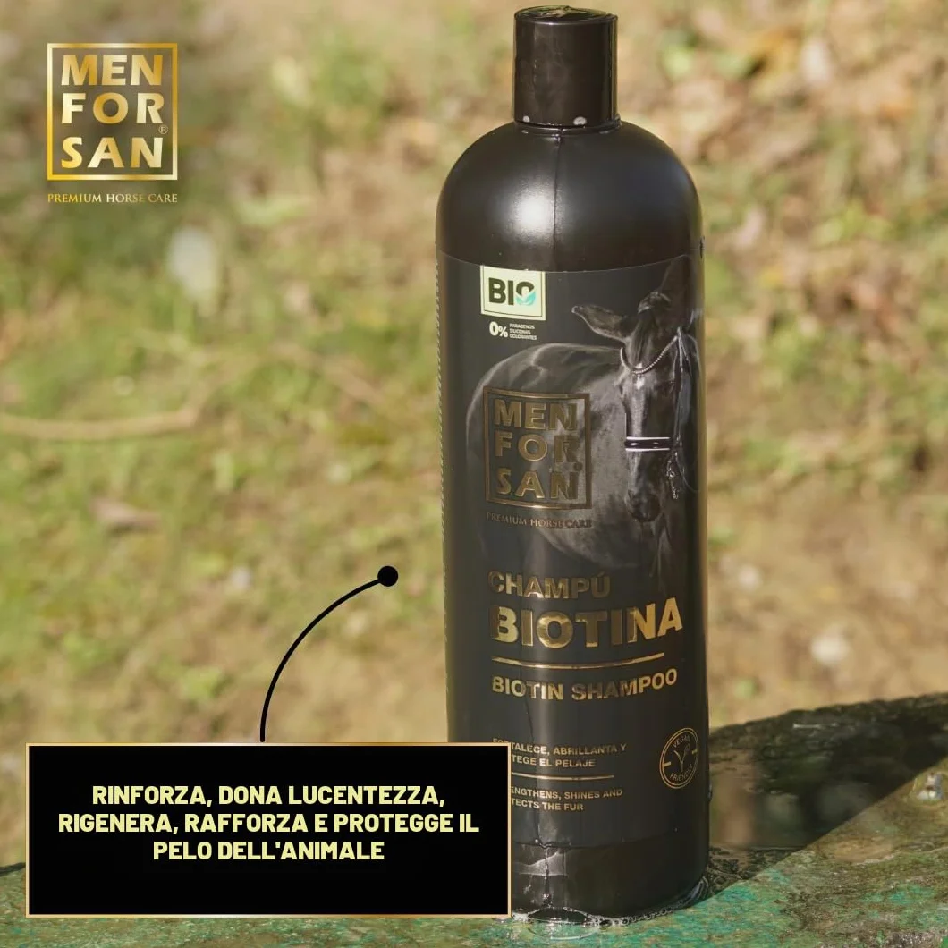 MENFORSAN Shampoo alla biotina per cavalli, 1L | BIO - Vegan friendly - 100% naturale | PREMIUM HORSE CARE