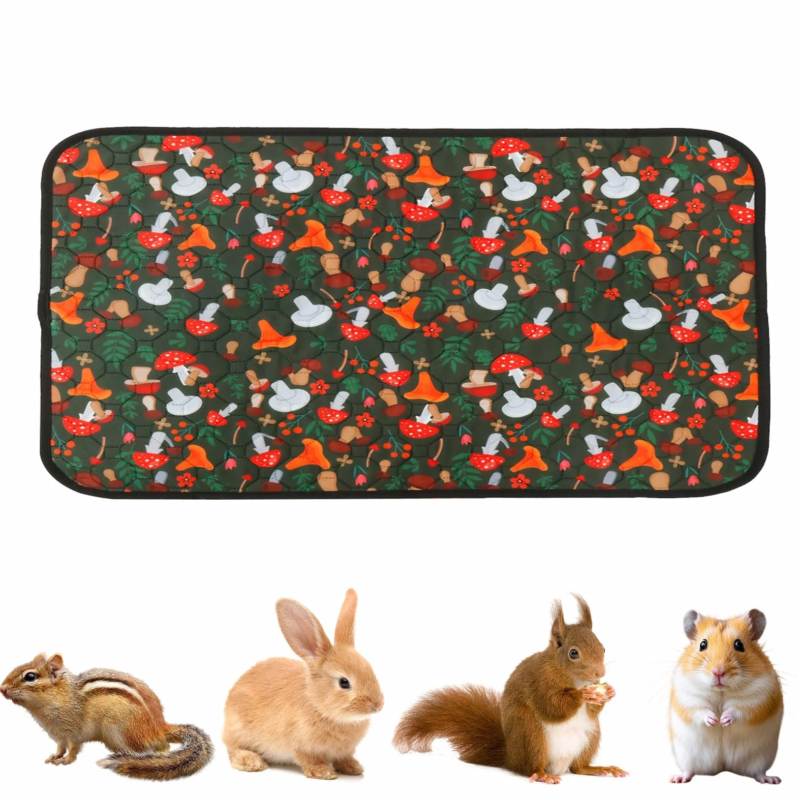 Fodera Per Gabbia Per Porcellini D'India, Lettiera Lavabile E Riutilizzabile Ad Assorbimento Rapido, Tappetino Impermeabile Antiscivolo Per Piccoli Animali Domestici (funghi verdi, 120x60cm)