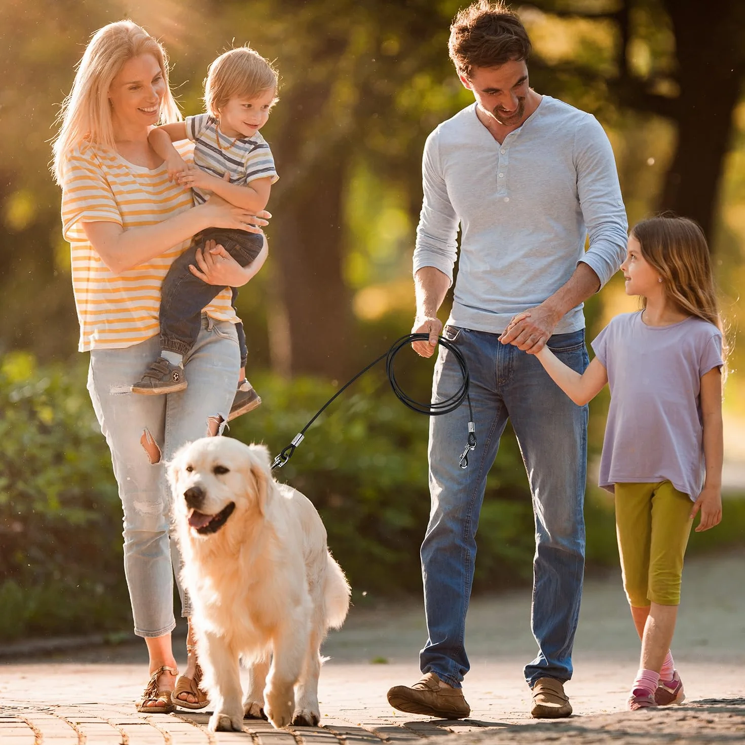 QWORK® 3m Cavo di Fissaggio per Cani in Acciaio Inossidabile con Ganci girevoli a 360°, Resistente alle Intemperie
