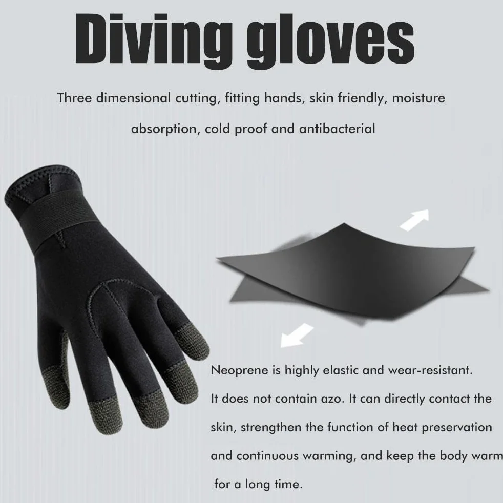 KKPLZZ Guanti da Sub in Fibra Organica, Guanti da Muta Resistenti al Taglio Guanti Termici Antiscivolo Antiscivolo per Snorkeling, Immersioni subacquee, Surf, Kayak, Rafting