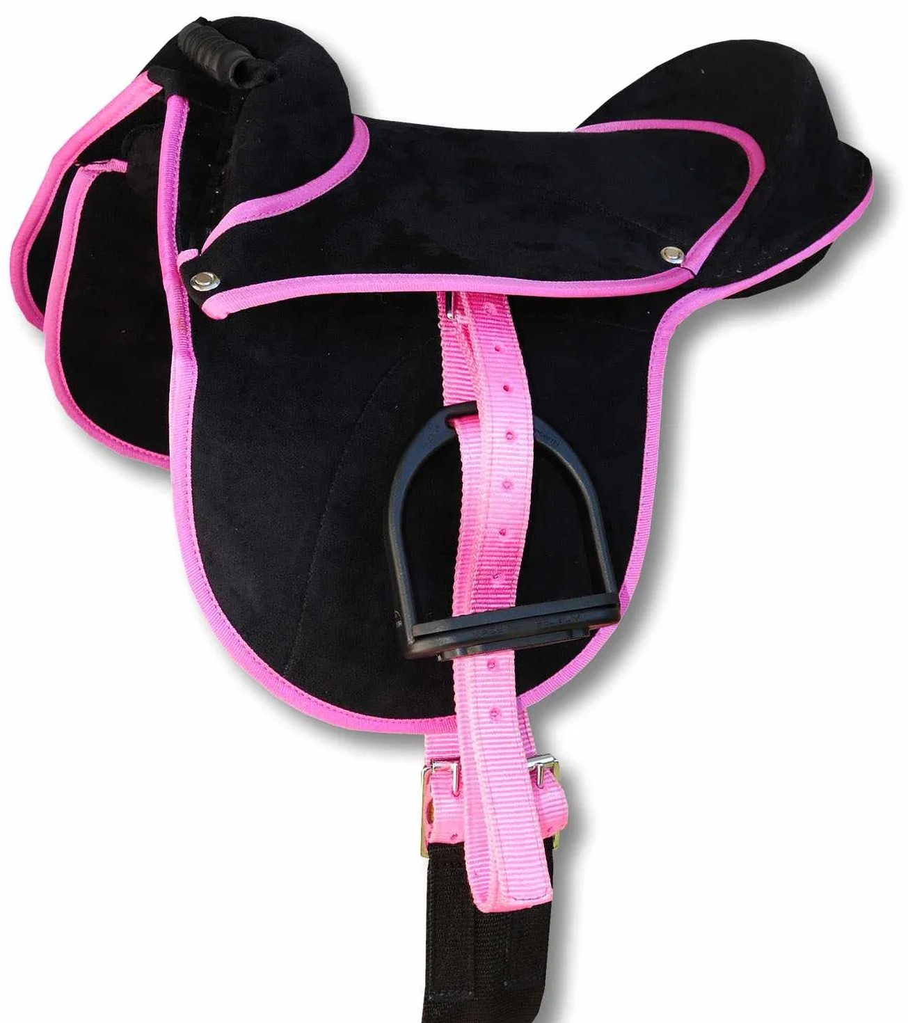 AMKA Pony Luca - Cuscino da equitazione, 10 pezzi, colore: Nero/Rosa