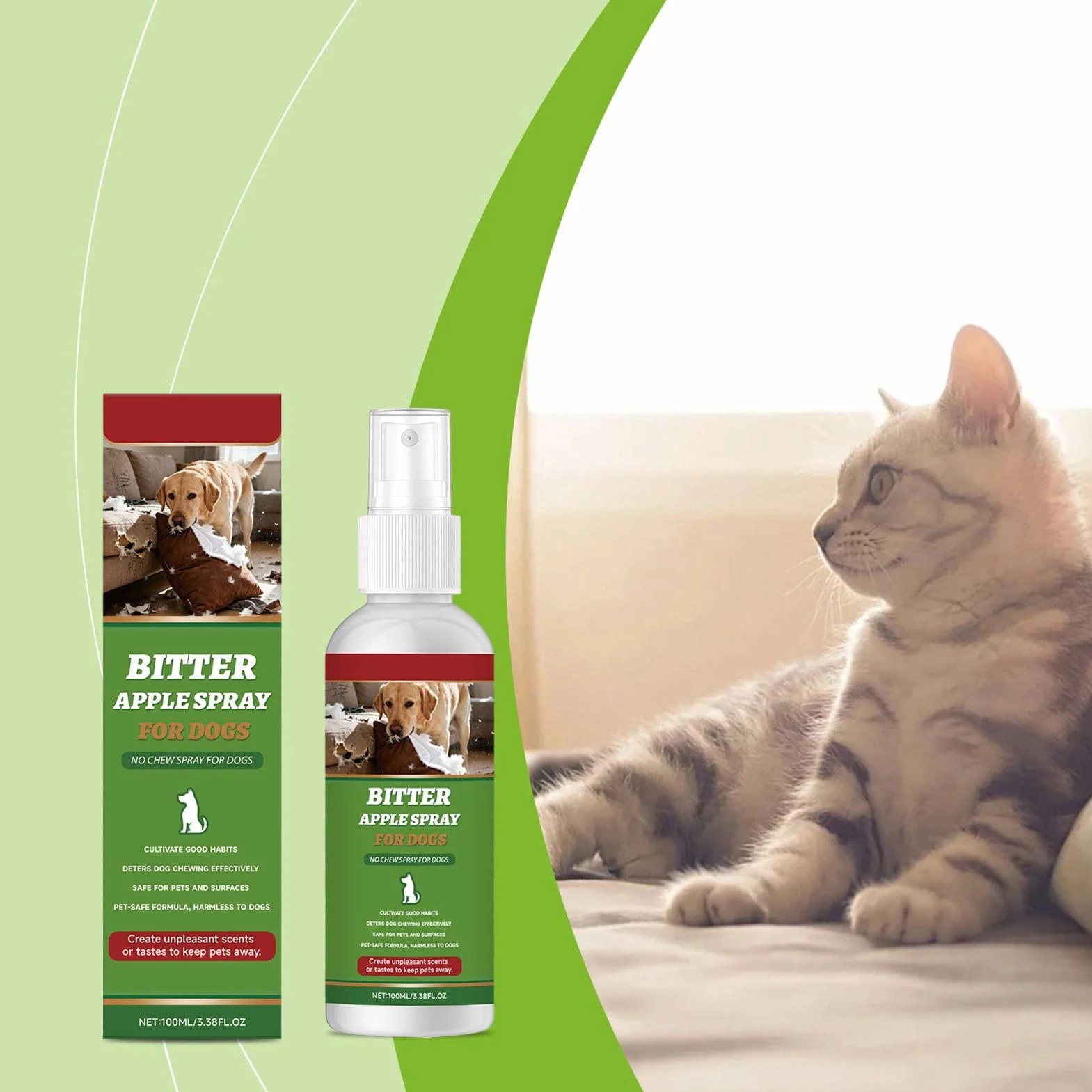 Spray Amaro Per Cani - Protezione Da Bocconcini Da 100 Ml | Spray Antimasticazione, Spry Contro Il Comportamento Masticatorio Dei Cani Per Mobili, Moquette, Patio, Bidoni Della Spazzatura, Interni Ed