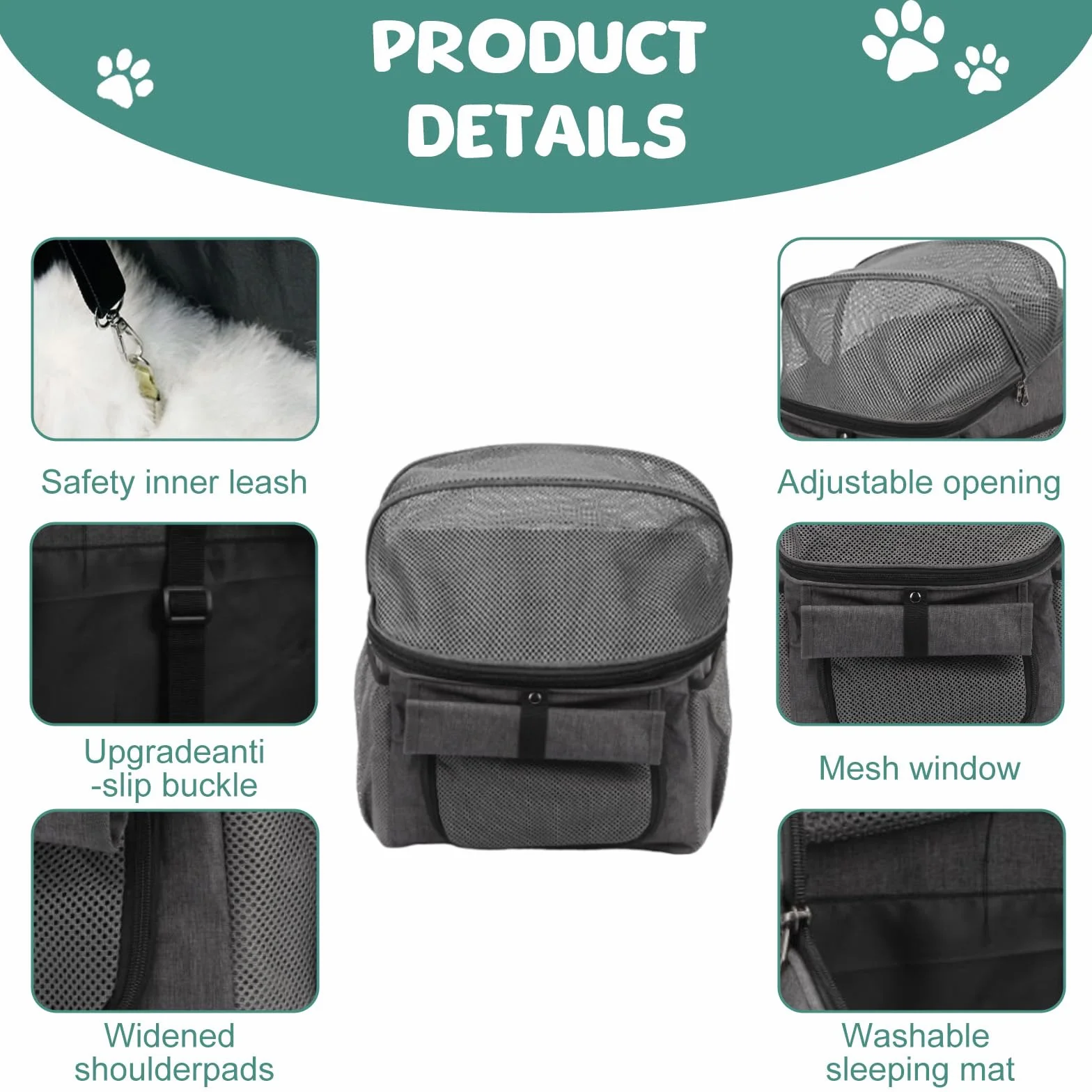 Bigking Borsa per Bicicletta per Animali Domestici, Cestino Anteriore per Cani, Cestino Pieghevole per Bicicletta, Adatto per Equitazione All'aperto E Campeggio Con Animali Domestici (Grigio)