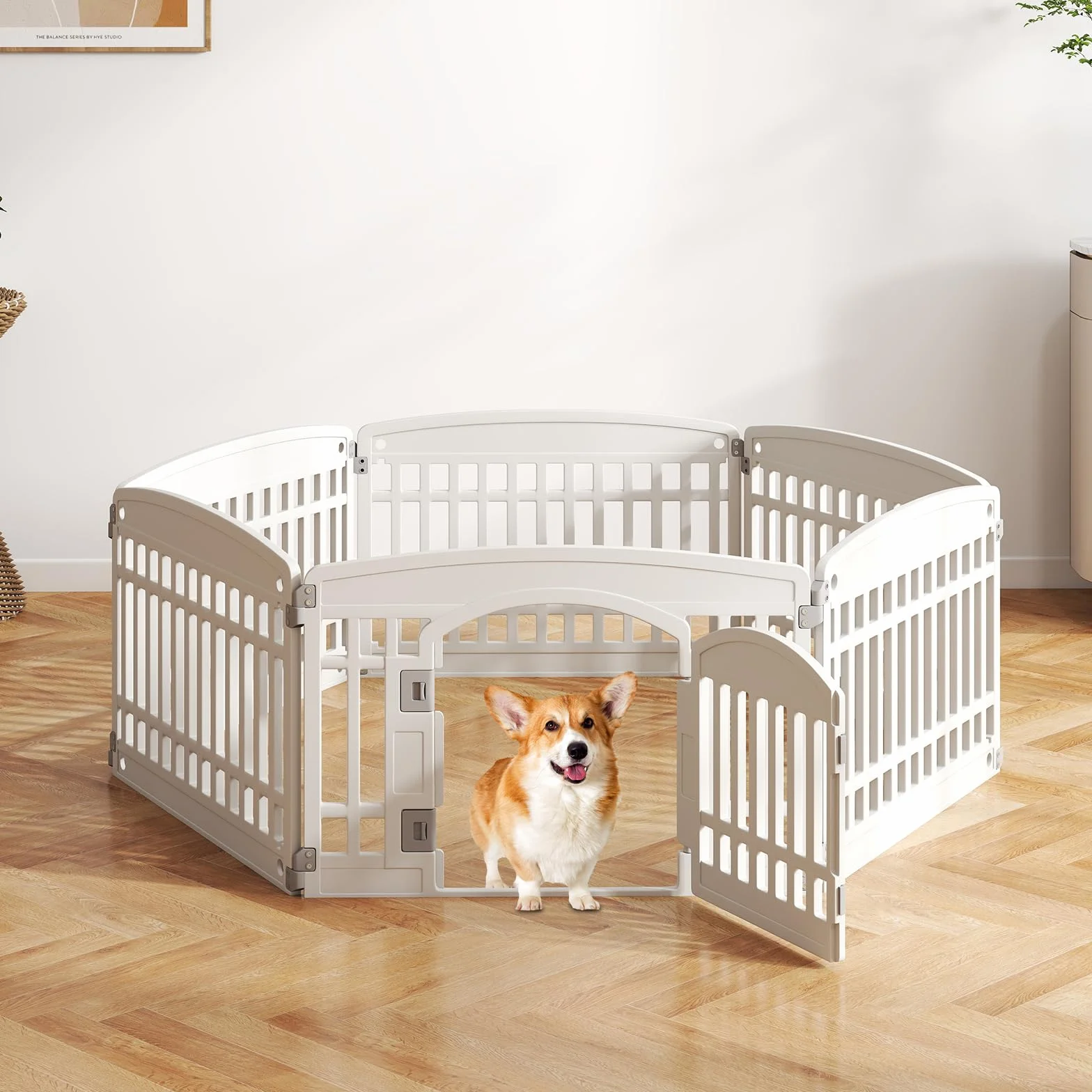 COSTWAY Recinto per Cani Pieghhevole 6 Pannelli 60 cm per Cani Medi e Piccoli 172 x 87 x 60 cm con Porta di Bloccaggio