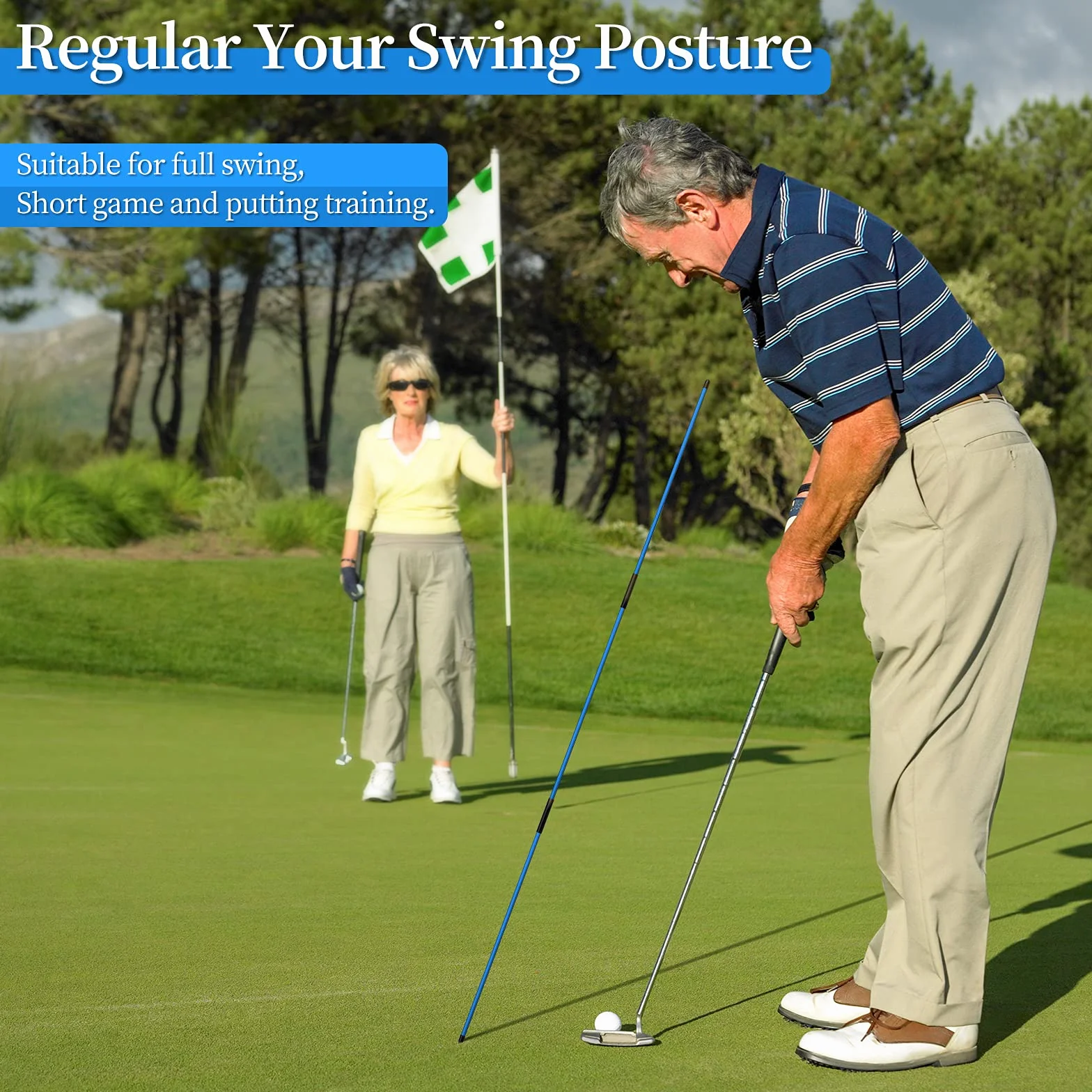 MoKo Bastone Indicatore Golf 3 PZ, Bastoni da Pratica Golf a Tre-Pieghe, Attrezzatura Allenamento