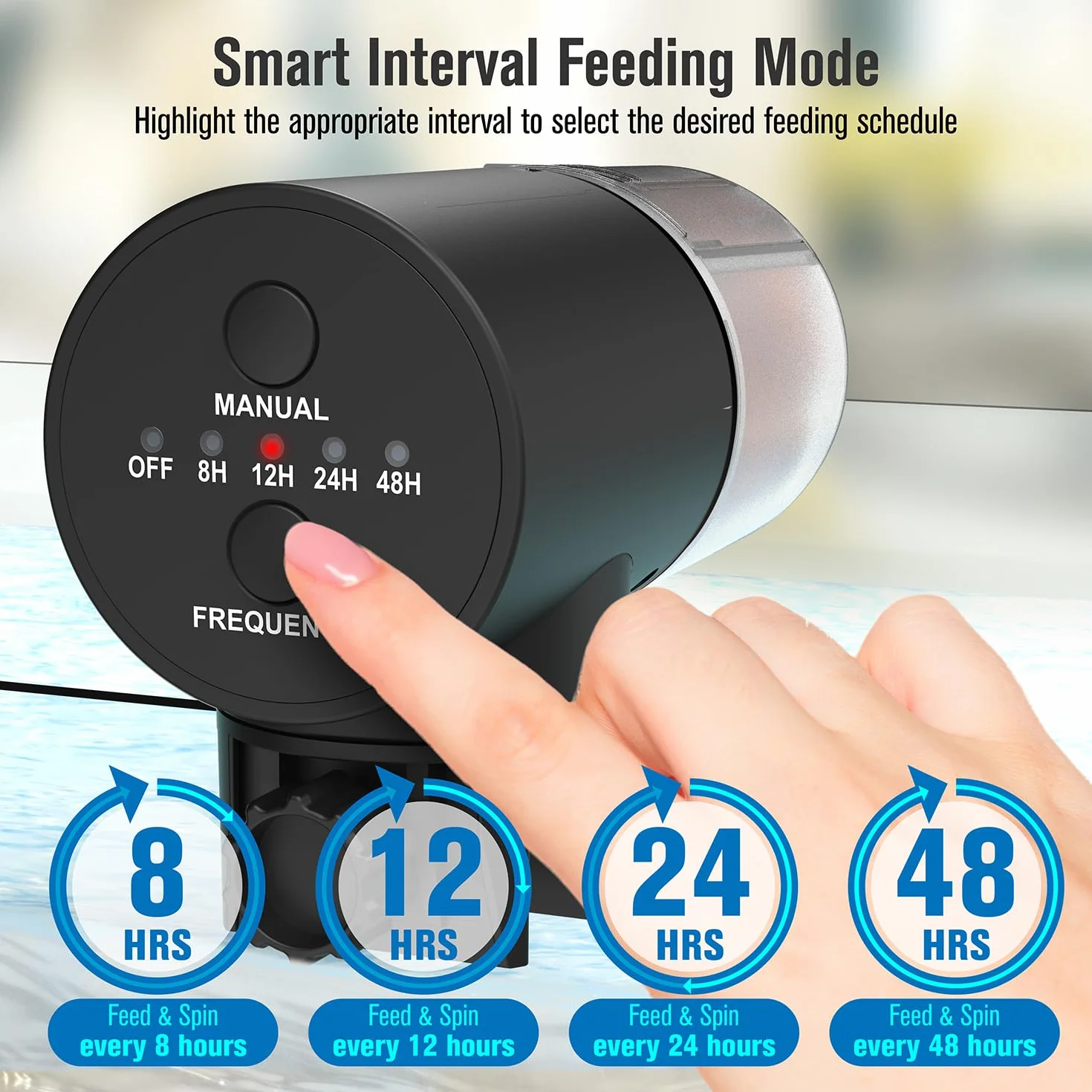 Distributore Automatico di Cibo per Pesci | 4 timer programmabili | Alimentatore Automatico per Acquario | Accessorio per Acquari | Nero