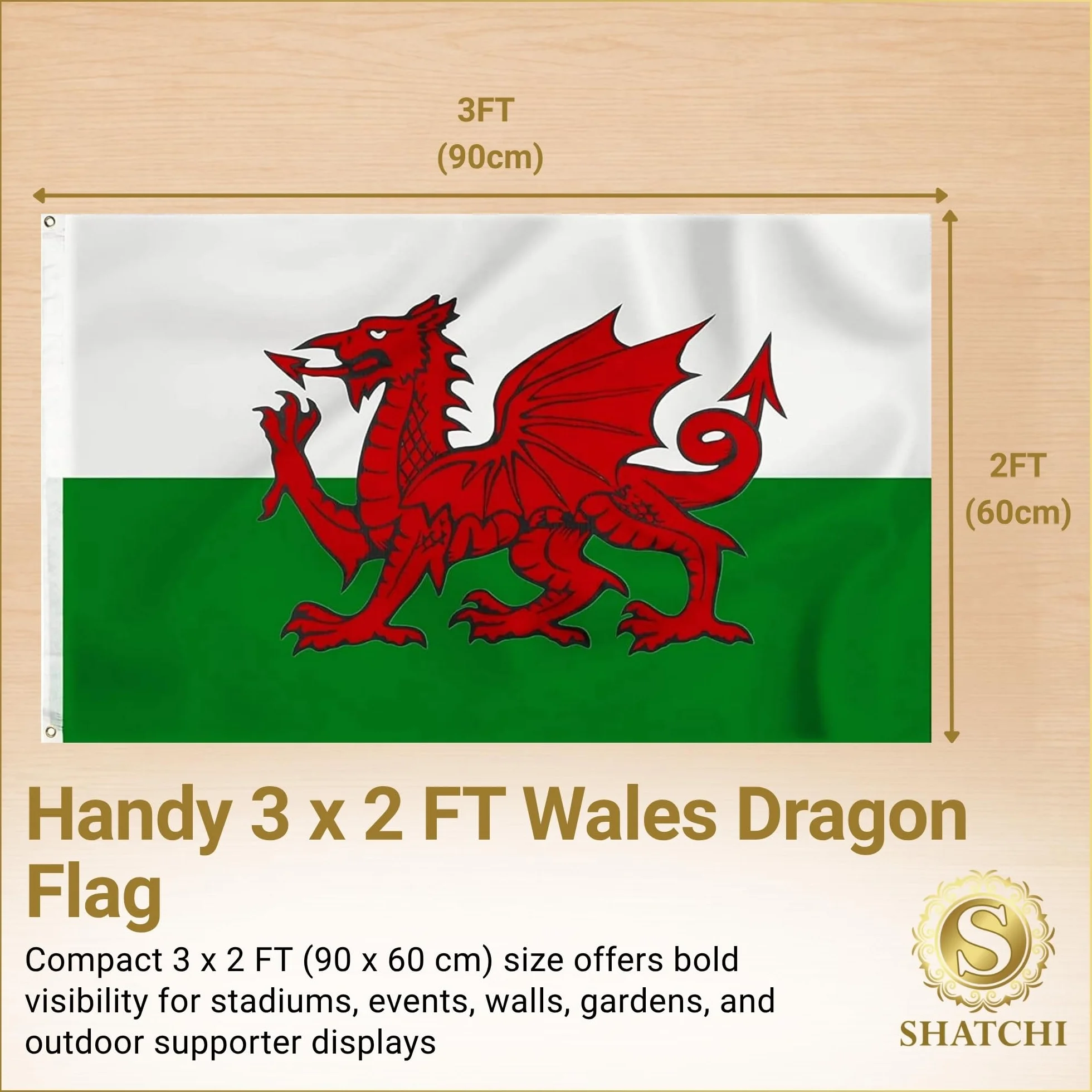 Grande bandiera del Galles drago gallese Cymru bandiera nazionale in poliestere con occhielli