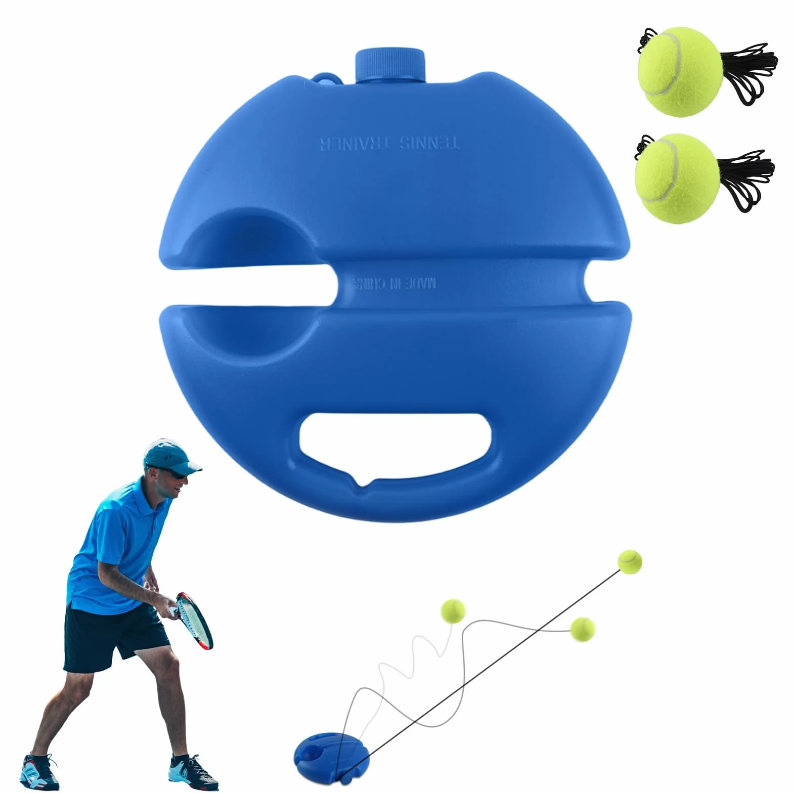 Tennis Trainer Set con 2 Palline da Tennis Rebound, Allenamento Autonomo per Adulti, Bambini e Principianti