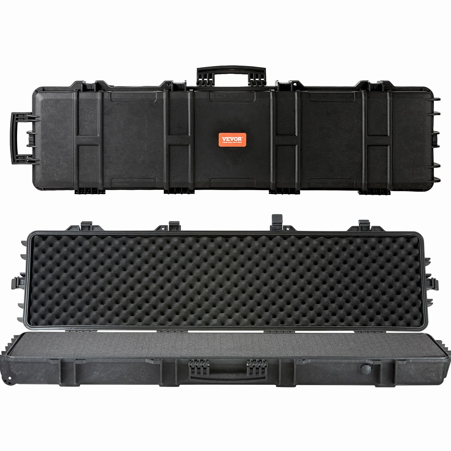 VEVOR Custodia Lunga per Pistola Fucili da 138 cm 3 Strati di Imbottitura Schiuma, Custodia per Fucile da Caccia con Serratura PP Impermeabile con Manico Ruote, Valigetta per Fucile Pistola Portatile
