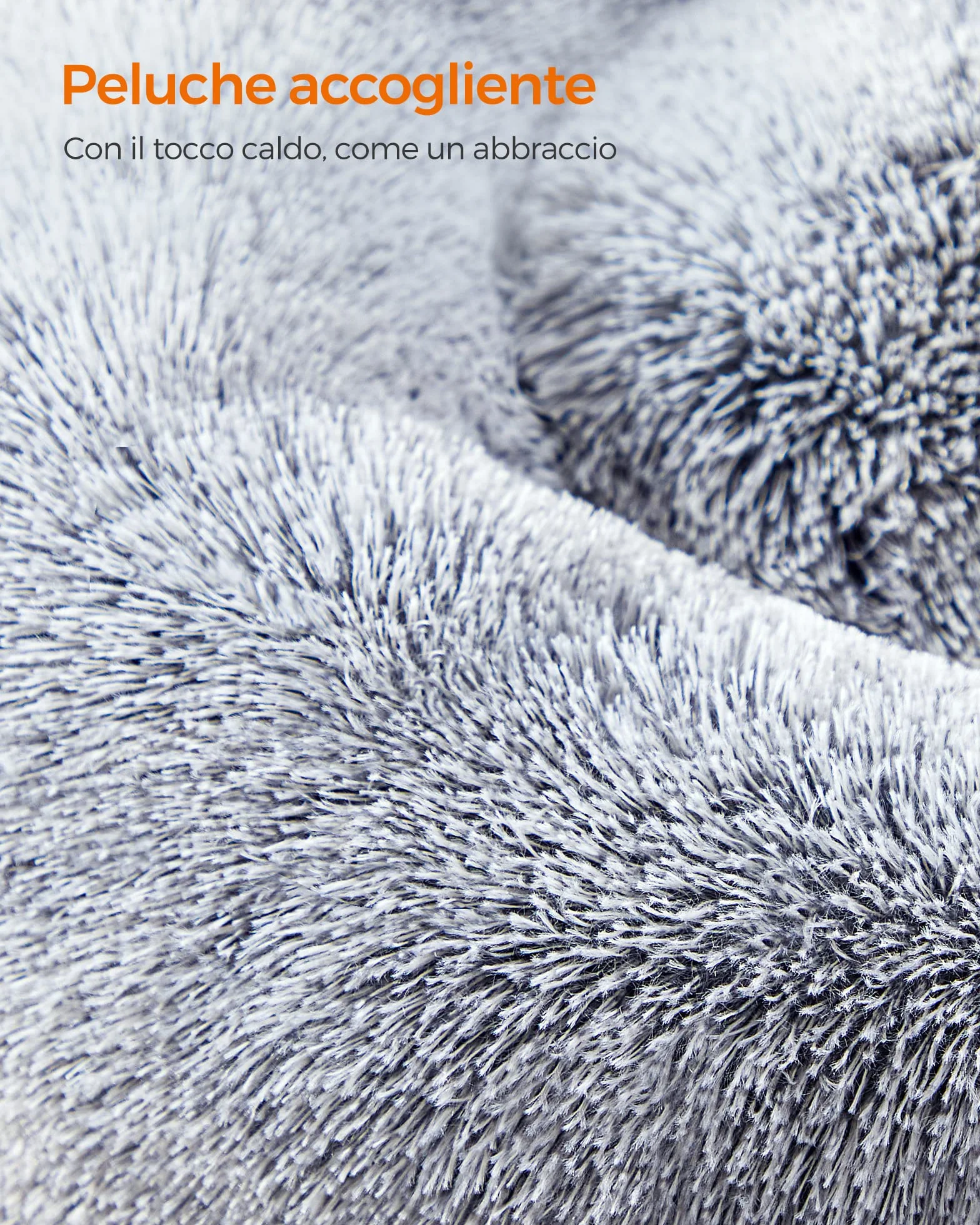 Feandrea Cuccia Cane Interno a Ciambella, Cuscino Lavabile, Diametro 60 cm, Grigio Ombré