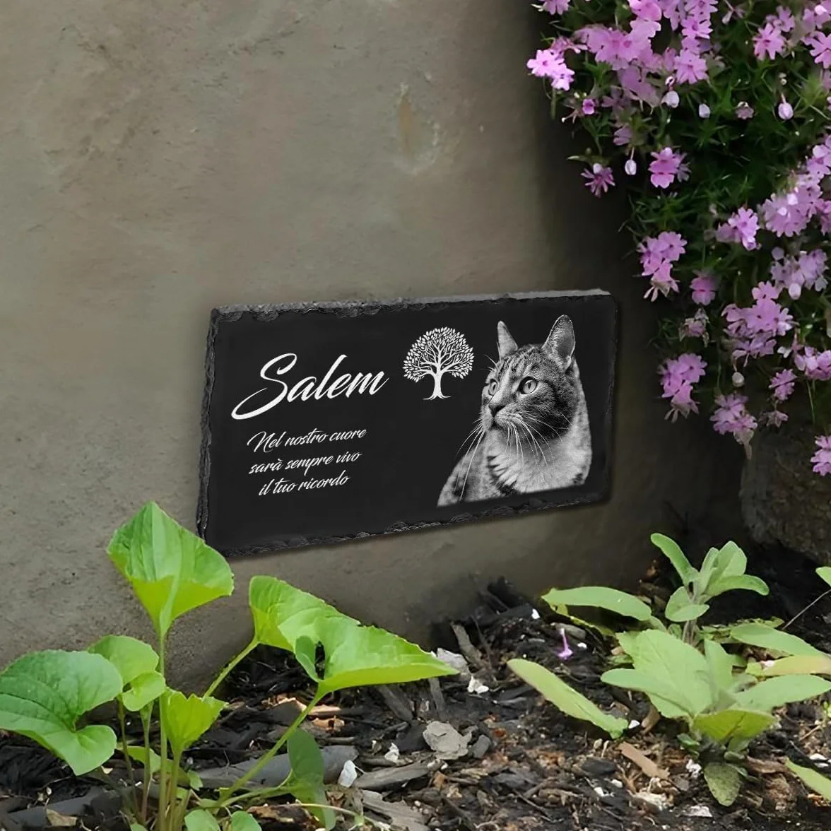 ETERNEL Targa funeraria personalizzata Albero della vita per Animali Multisupporto Ardesia Granito