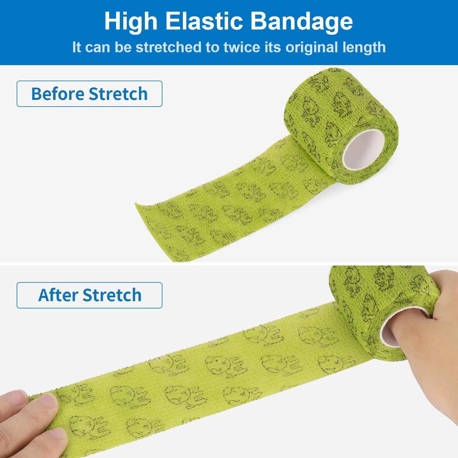 Pet Vet Wrap Bendaggio Coesivo Elastico Autoadesivo 5cm x 4.5m 9 Rotoli