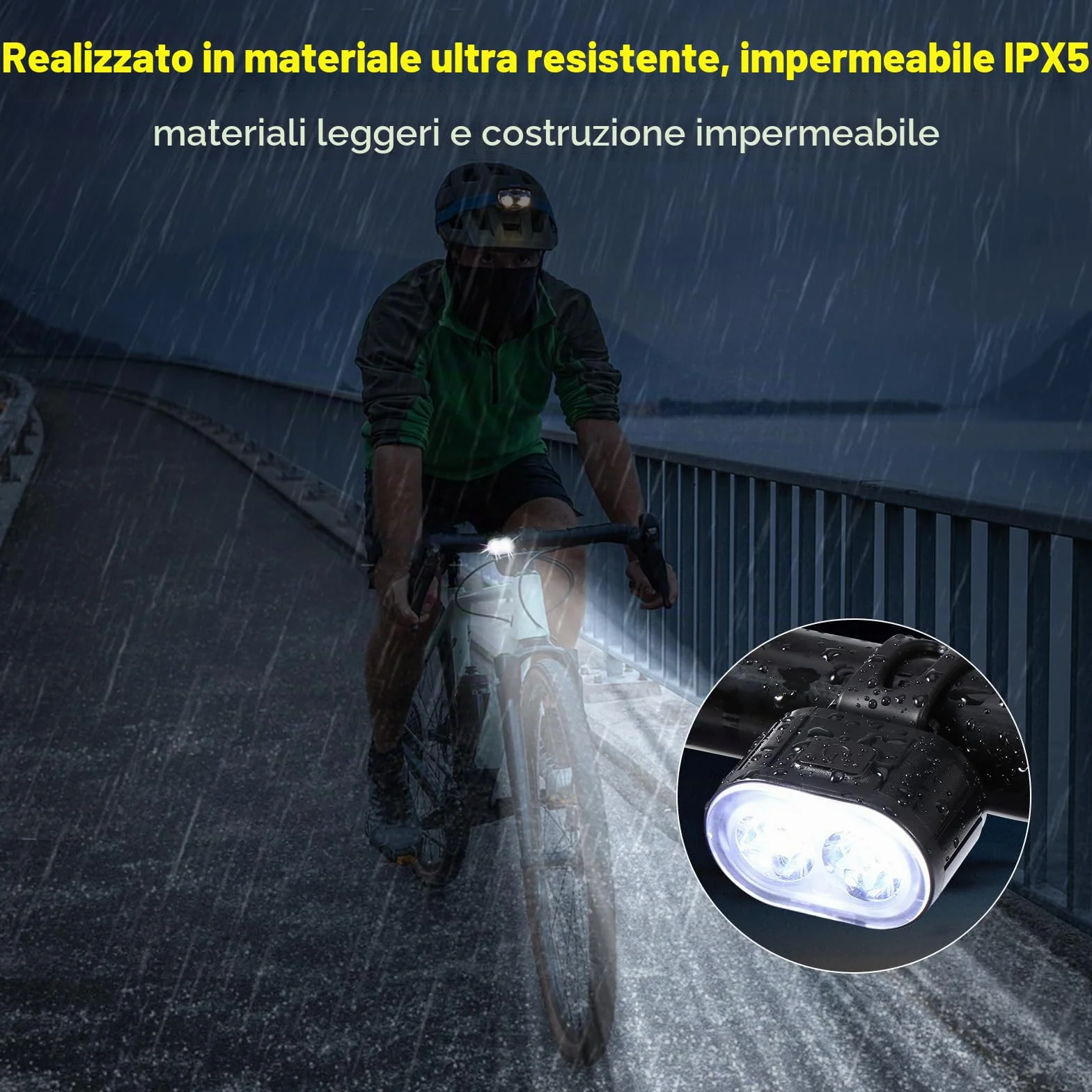 Oderra Luci Bicicletta Led, Ricaricabile USB & Impermeabili IPX5 Luci LED Bici, Lunga Durata Della Batteria, 4+6 Modalità Ultra Luminose Luce Bici Anteriori e Posteriori