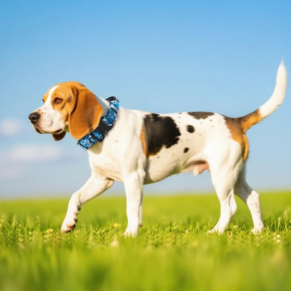 TSPRO Premium Collare per Cani, Regolabile Collare Tattico con Maniglia e una Robusta Fibbia Metallica a Sblocco Rapido, per Cani di Taglia Media a Grande (Blu M)