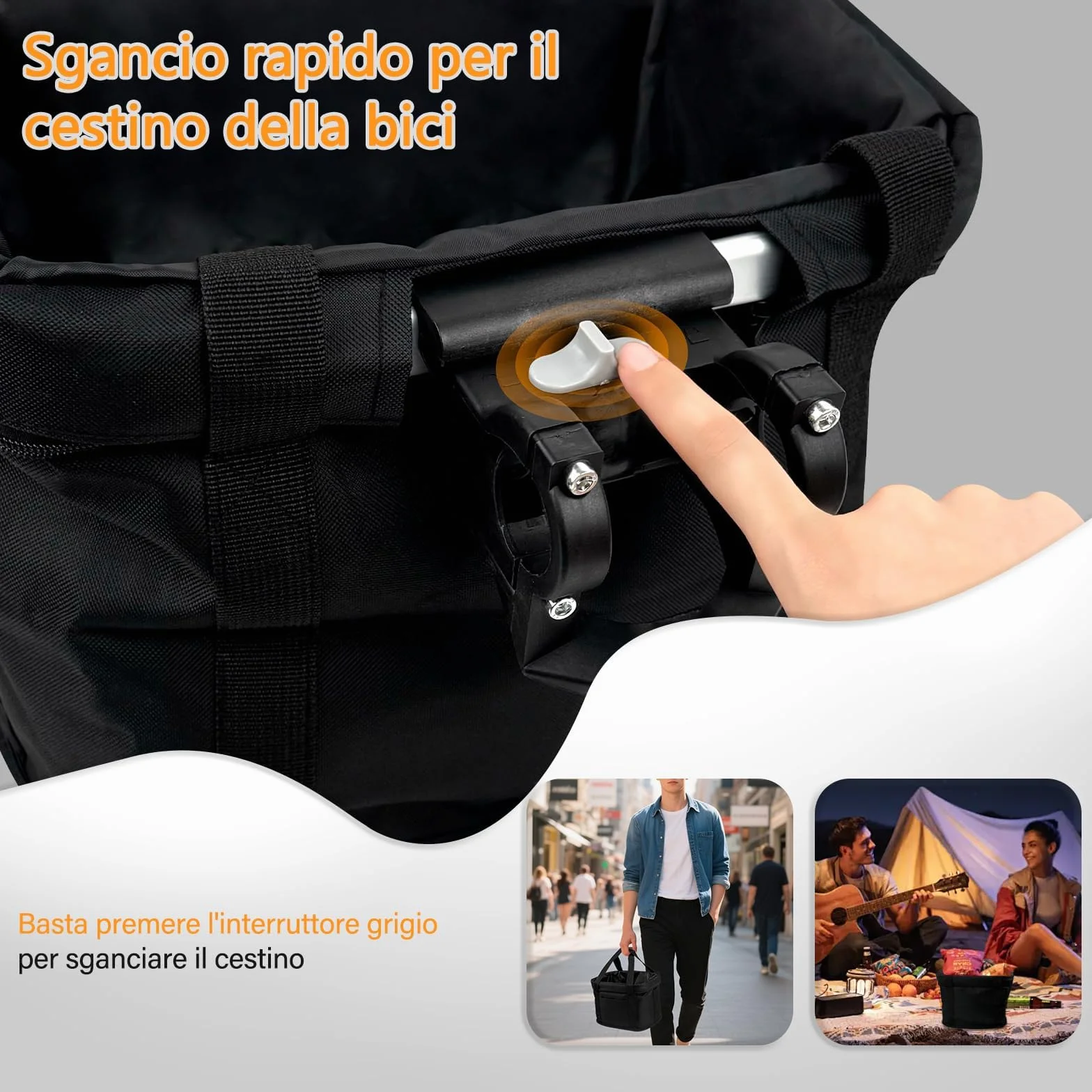 Cestino anteriore per bicicletta pieghevole, impermeabile, per animali domestici, con telaio in alluminio, per cani piccoli, shopping, viaggi (nero)