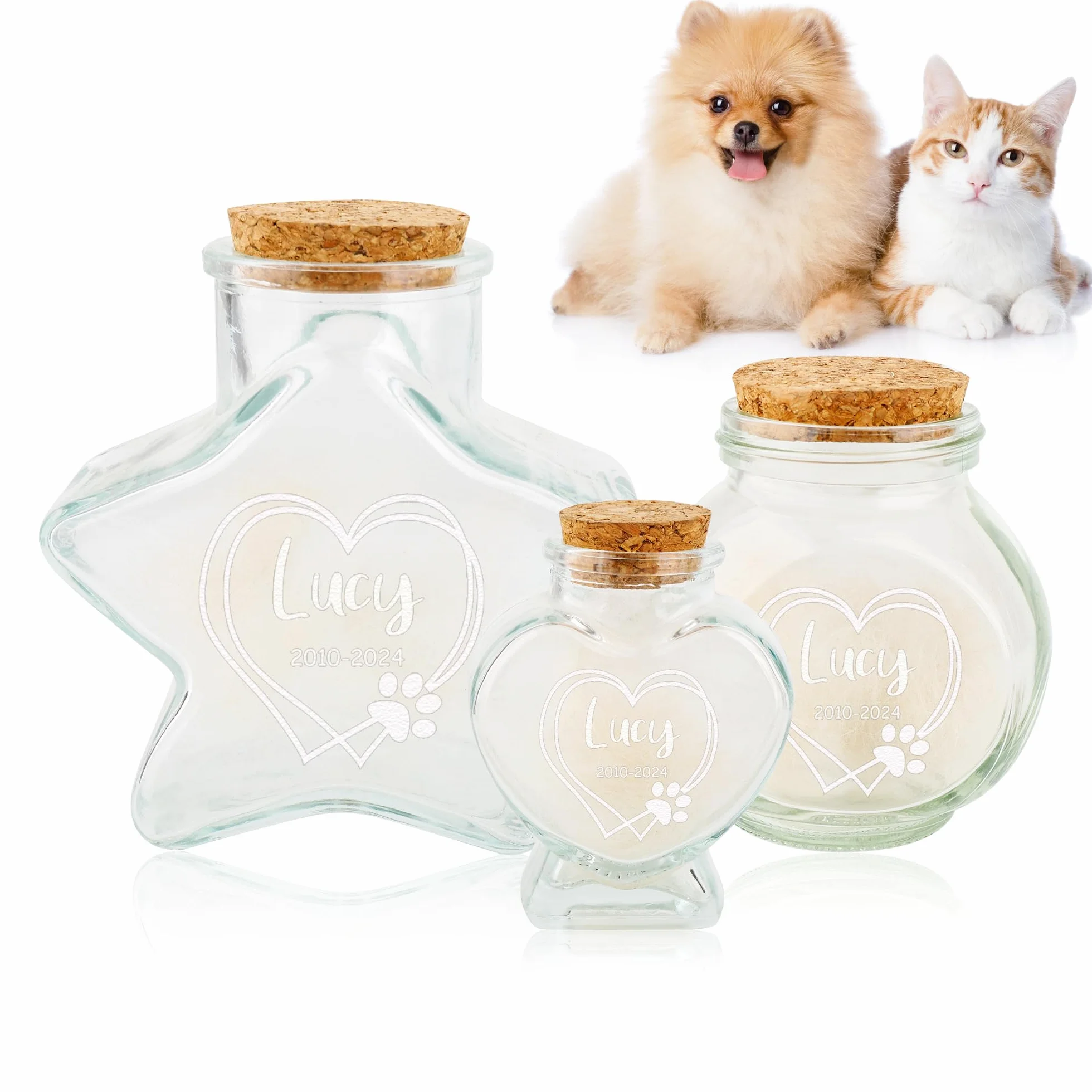 Barattolo commemorativo personalizzato per peli di animali domestici ricordo per cani e gatti