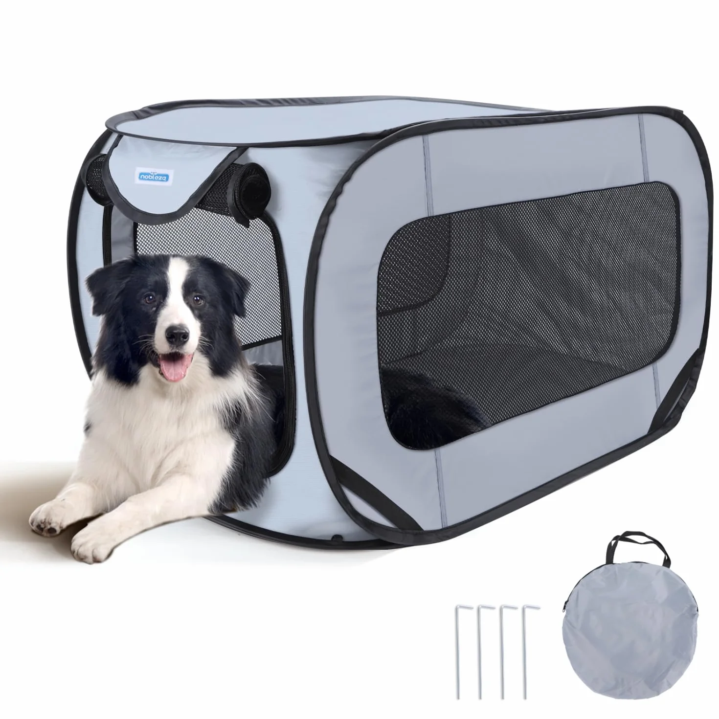 Nobleza Gabbia Portatile per Cani Gatti Auto, Recinto Pieghevole per Cani, Recinto per Animali Domestici in Tessuto Oxford Impermeabile Placcato Argento 210D, Adatto per Interni ed Esterni, 93*54*54cm