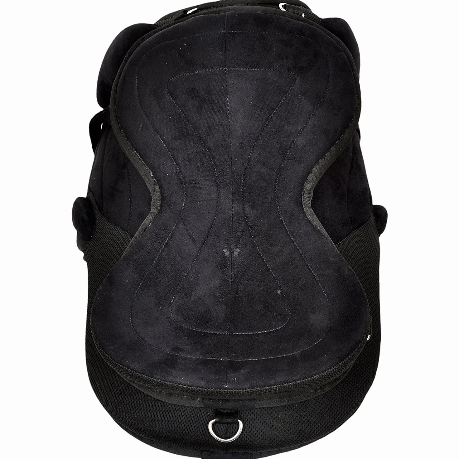 Sella per cavallo inglese in pelle per tutti gli usi, set di finimenti per cavalli da 12" a 18" Black (43cm Seat)