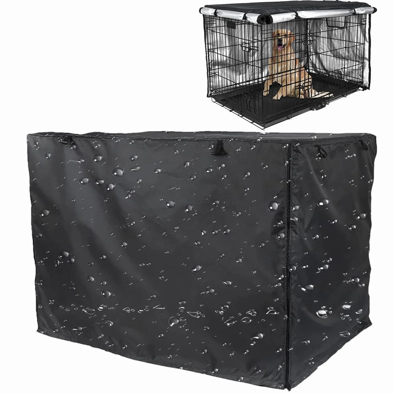 Copertura per cuccia per cani altamente isolata grandi dimensioni con finestra rivestita in argento