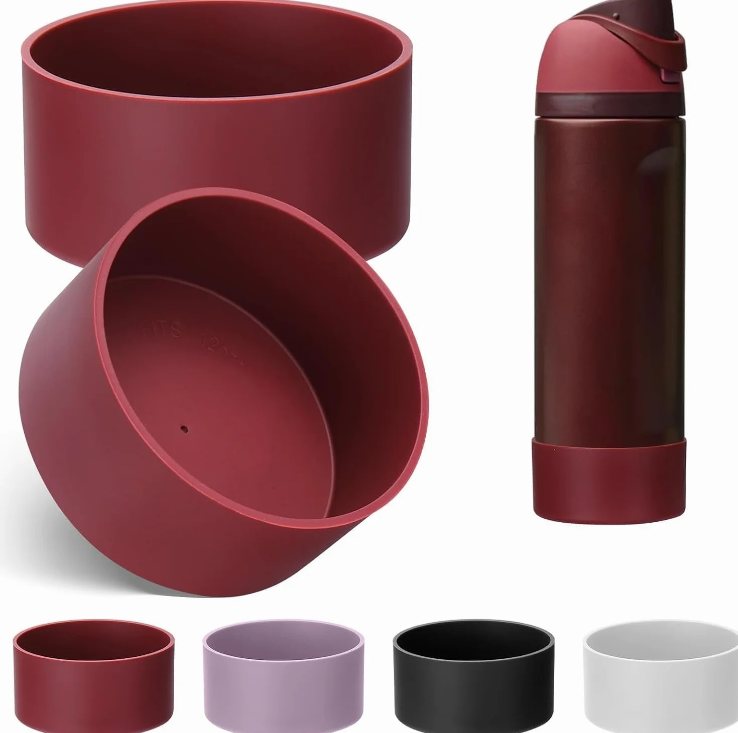2 Pezzi Stivali in Silicone per Borraccia Owala, Protezioni Compatibili con Bottiglia Owala Freesip da 710 ml e 945 ml, Antiscivolo e Antigraffio (Rosso, 945 ml)