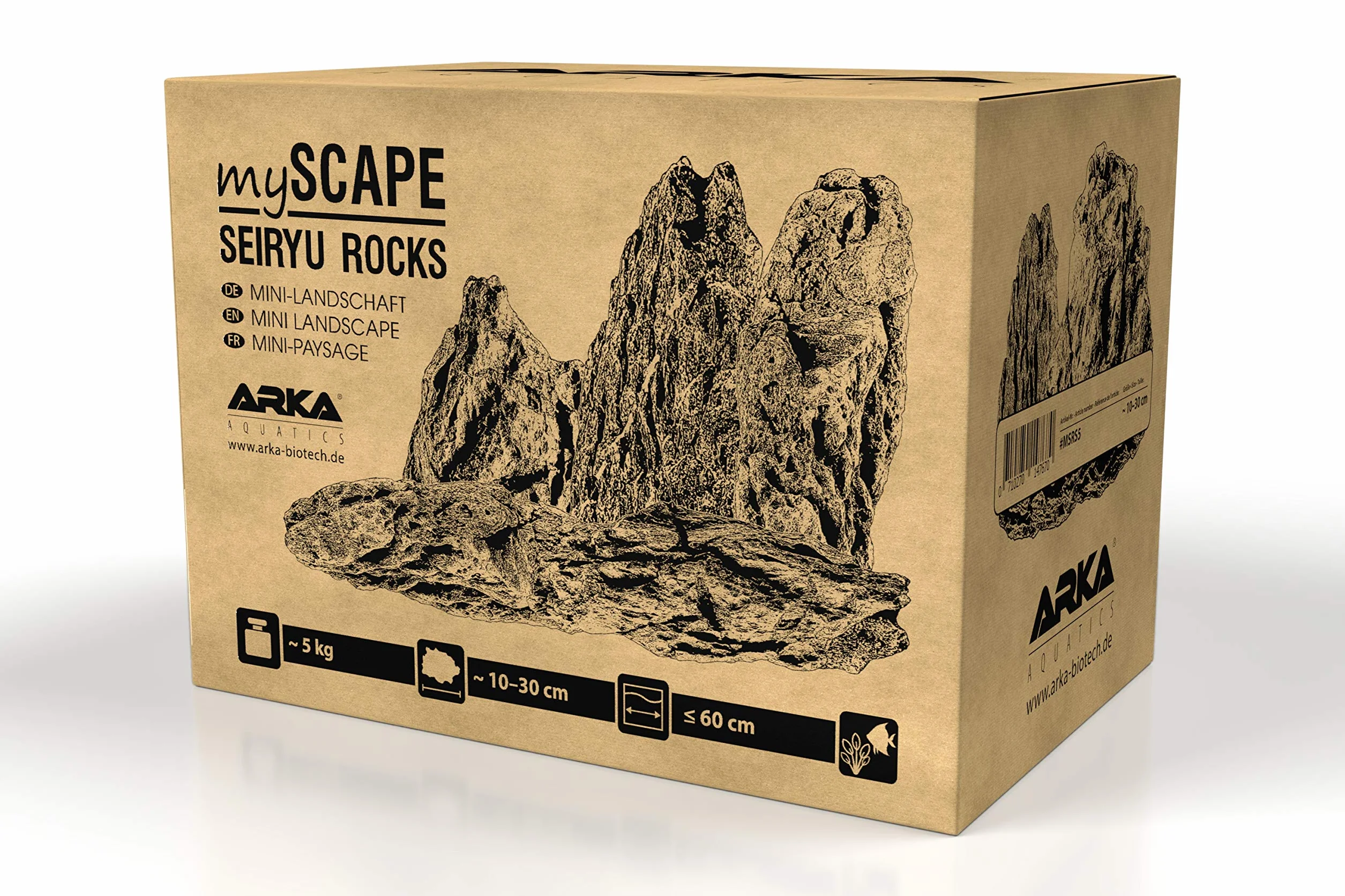 ARKA myScape-Rocks Seiryu Mini Landscape Natural Rock for Unique Aquascapes in Any Freshwater Aquarium & Terrarium, Ideal for Aquarium Widths up to approx. 60 cm, 5 kg, Grey, M