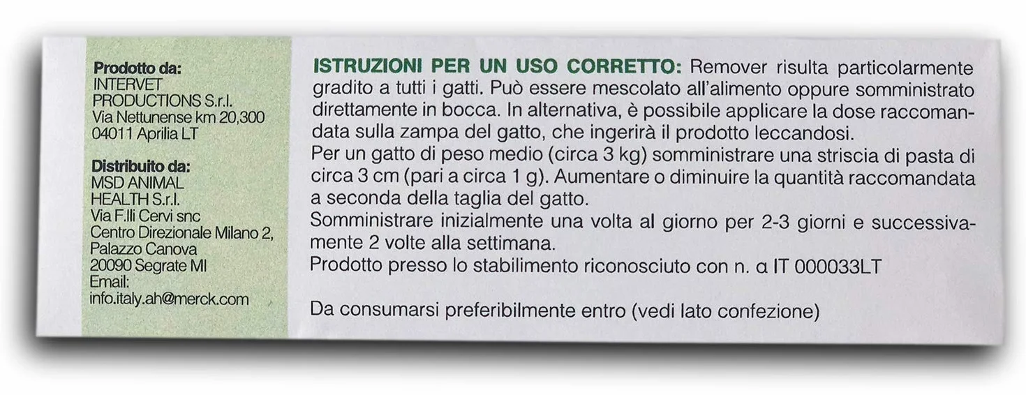 Remover Gatto - Mangime Complementare Per Gatti All'Aroma Di Pesce Per Rimuovere I Boli Di Pelo. Mangime Complementare Gatto Con Vitamina E. 1 Tubetto da 50 grammi