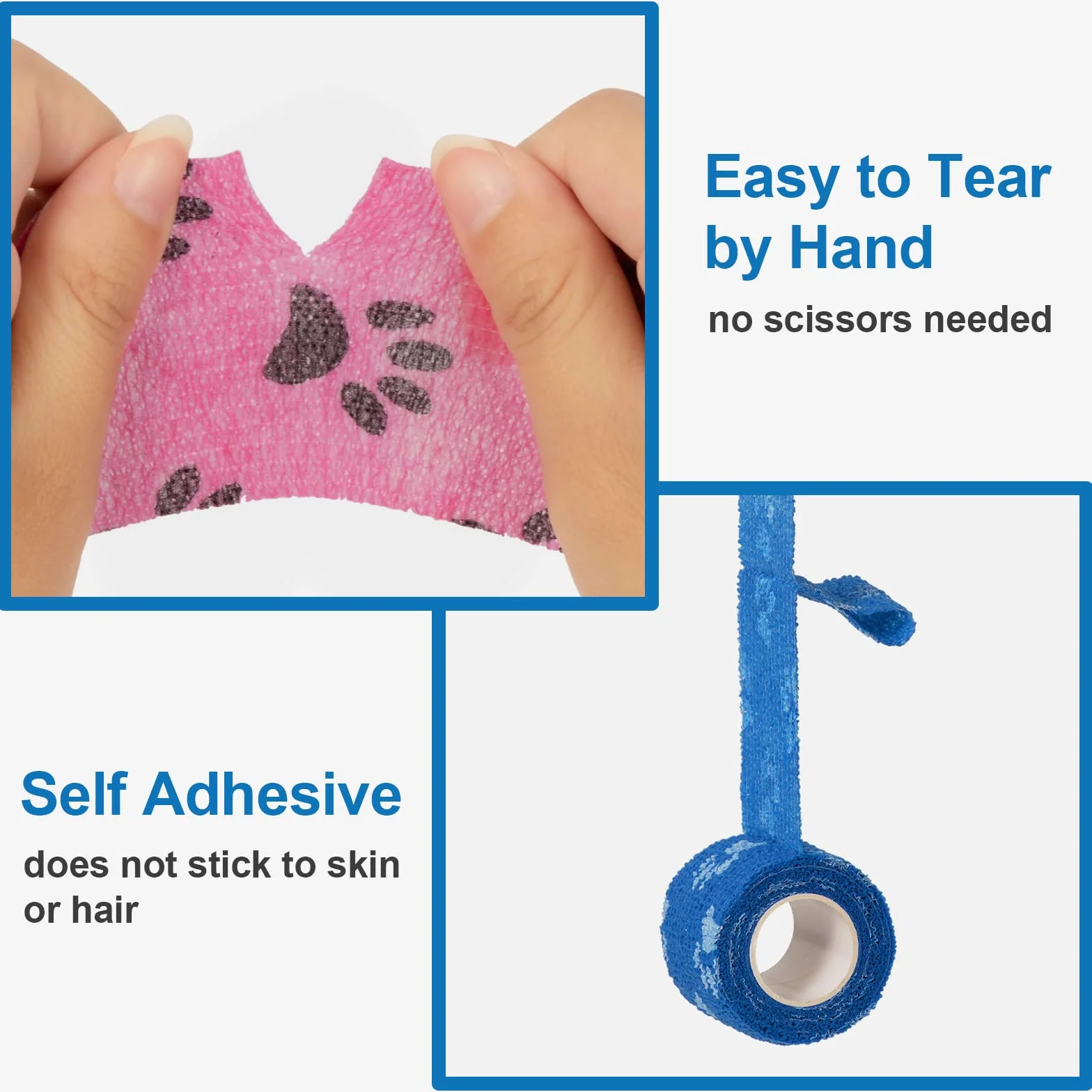 Pet Vet Wrap Bendaggio Coesivo Elastico Autoadesivo 5cm x 4.5m 9 Rotoli