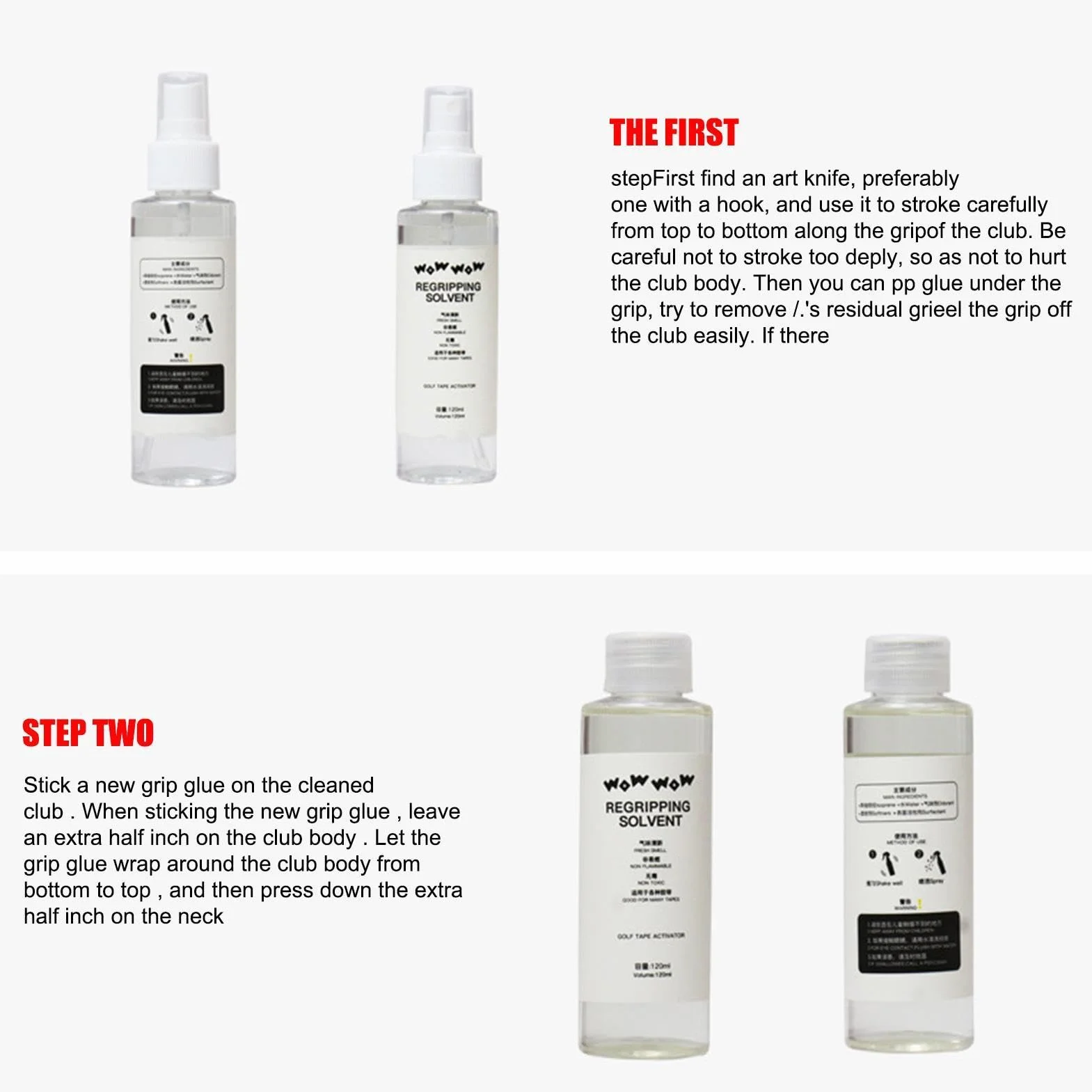 Solvente per impugnatura da golf 120 ml soluzione non infiammabile