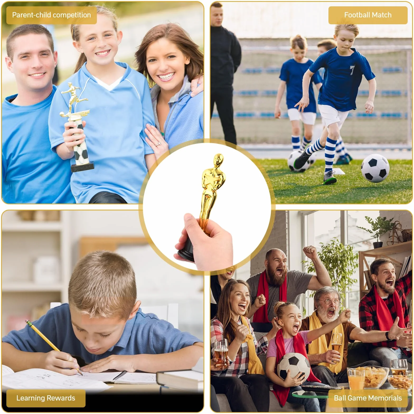 Set 12 Mini Trofei Bambini, 15,2 cm Trofeo Oro in Plastica con Stella, Premio per Asilo Scuola Primaria Competizioni Sport Spettacoli Diploma