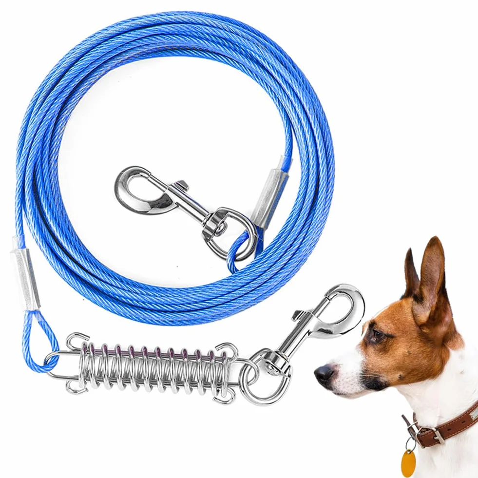 Tie Out guinzaglio per cani, guinzaglio con molla ammortizzante, guinzaglio per cani da cortile, guinzaglio per cani di taglia media e grande
