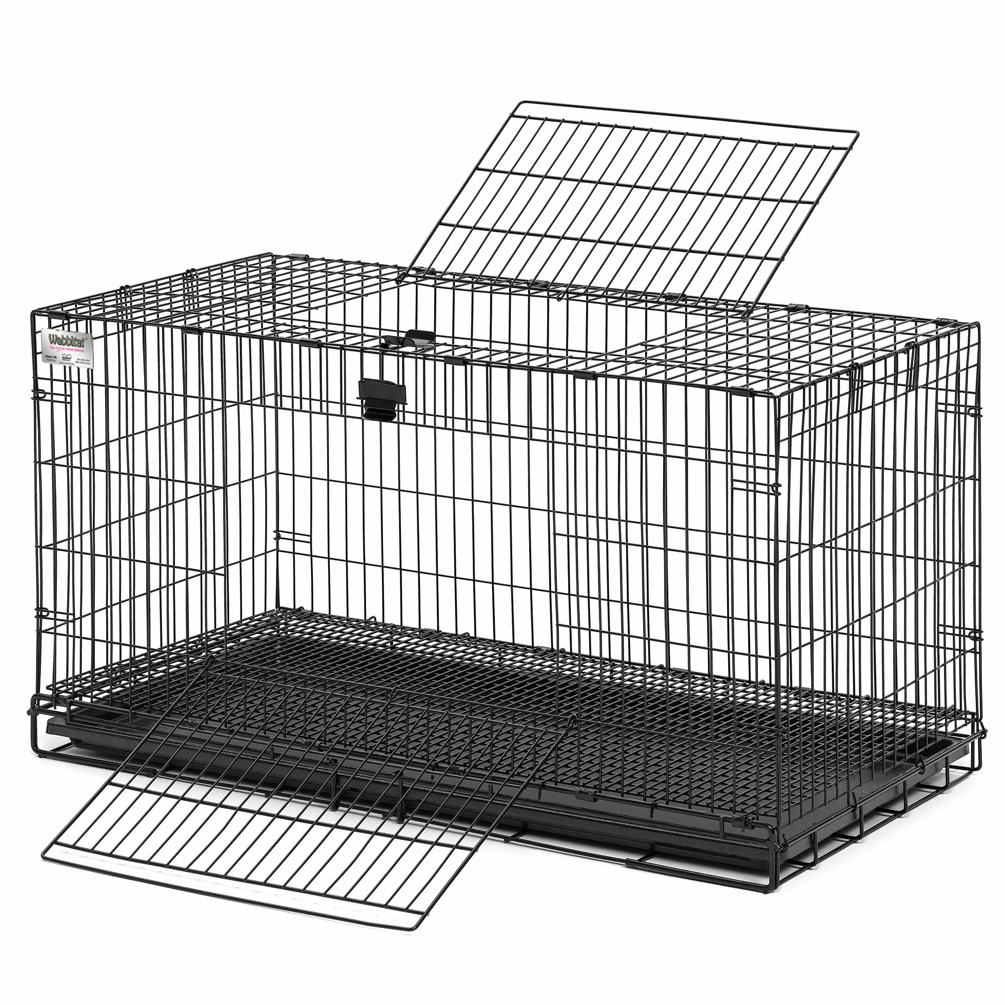 MidWest Homes for Pets Gabbia per conigli pieghevole, lunga 93,98 cm, con griglia per pavimento da 1,27 cm e vassoio in plastica rimovibile, nero, modello 157