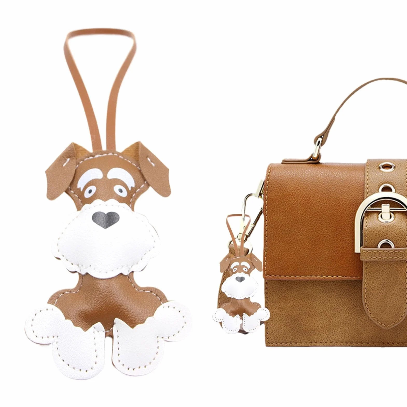 Borsa per cani, charme, borsa per animali in pelle, con ciondolo a forma di cucciolo, in pelle PU, per donne e ragazze