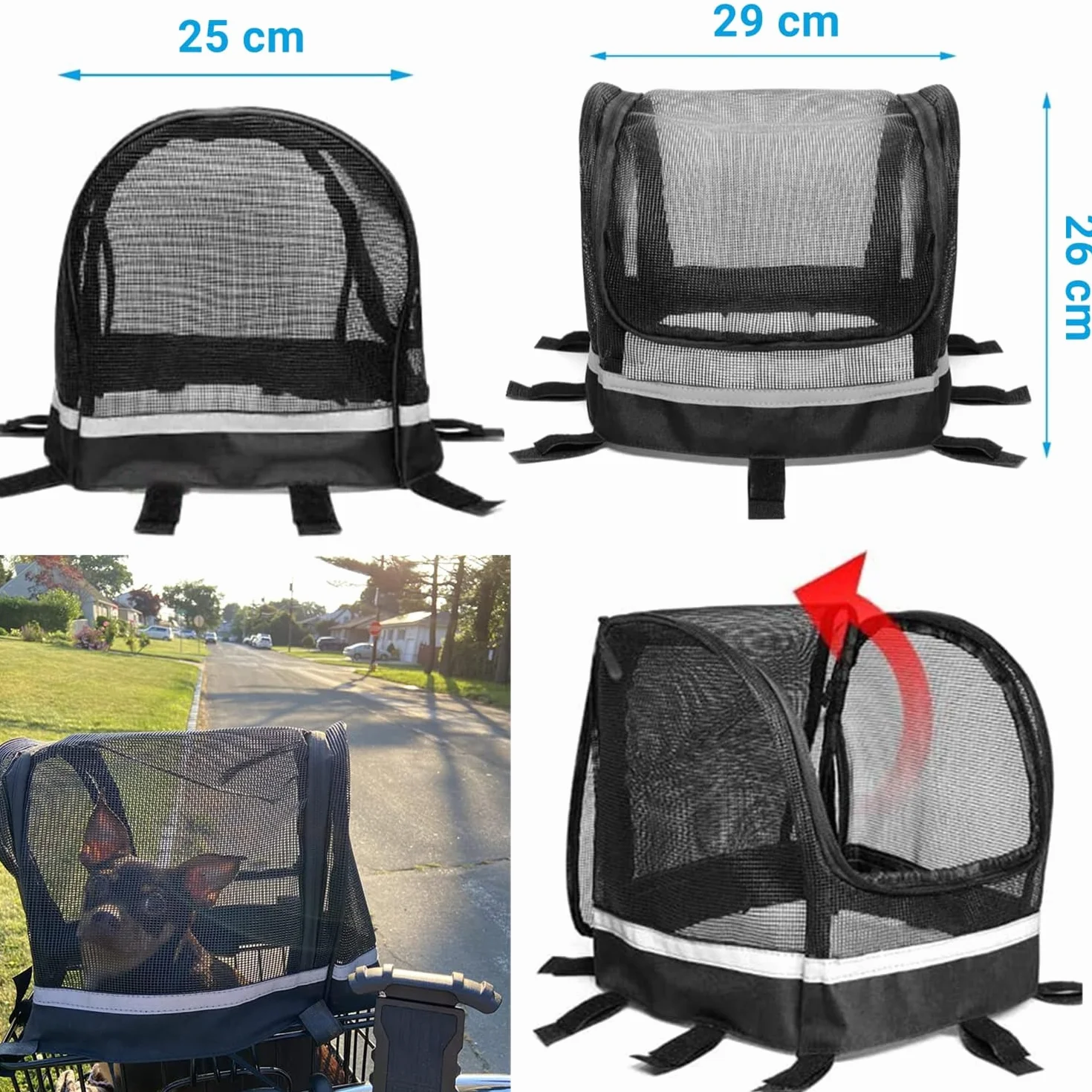 Coperchio di Protezione Cestino Bici Coperchio di Protezione per Cestino Anteriore Bicicletta Cestini per Animale Domestico Cani Pieghevole Staccabile per Cani Gatti Bici Cestino 29x24cm