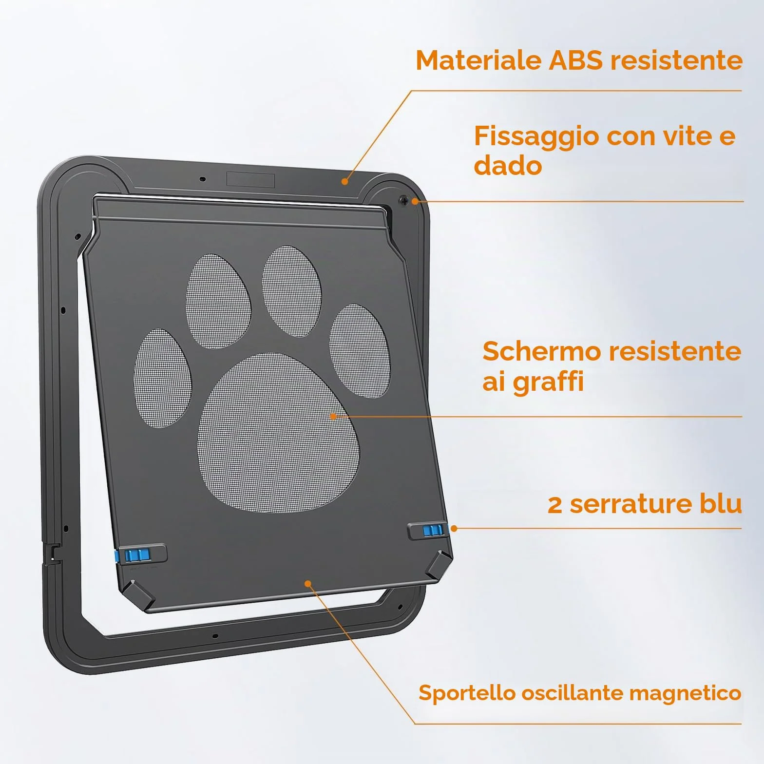 Porta Zanzariera per Cane 31x36 cm Chiusura Magnetica Bloccabile Nero