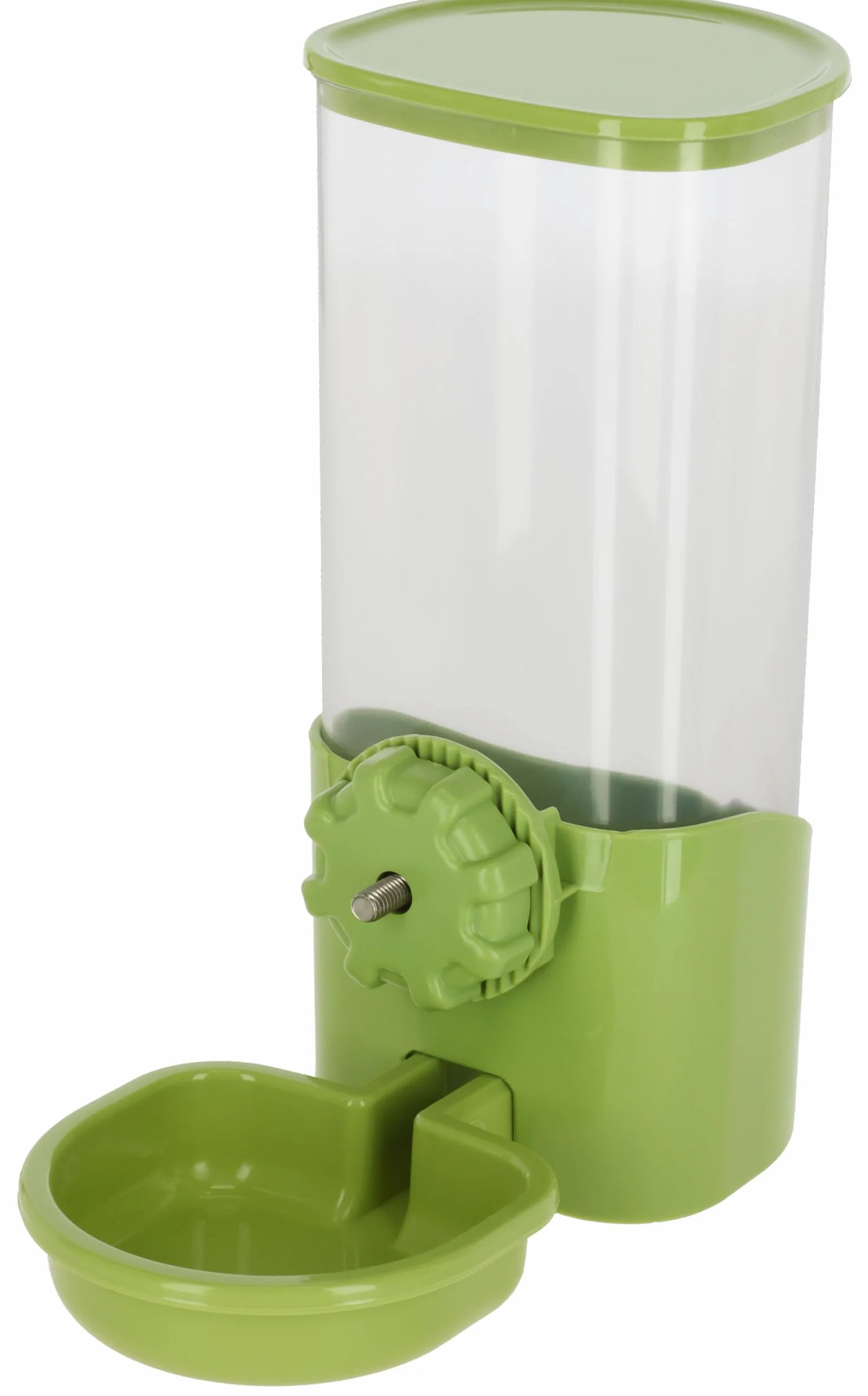 Kerbl Pet Distributore d'Acqua 850 ml, per Conigli e Piccoli Animali, Attacco a griglia, Coperchio Rimovibile, Plastica, Non gocciola, Verde, Trasparente
