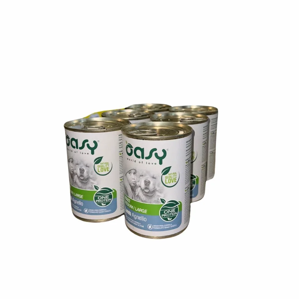 Oasy cane patè Grainfree Monoproteico gusto AGNELLO | 6 lattine da 400 grammi l'una.