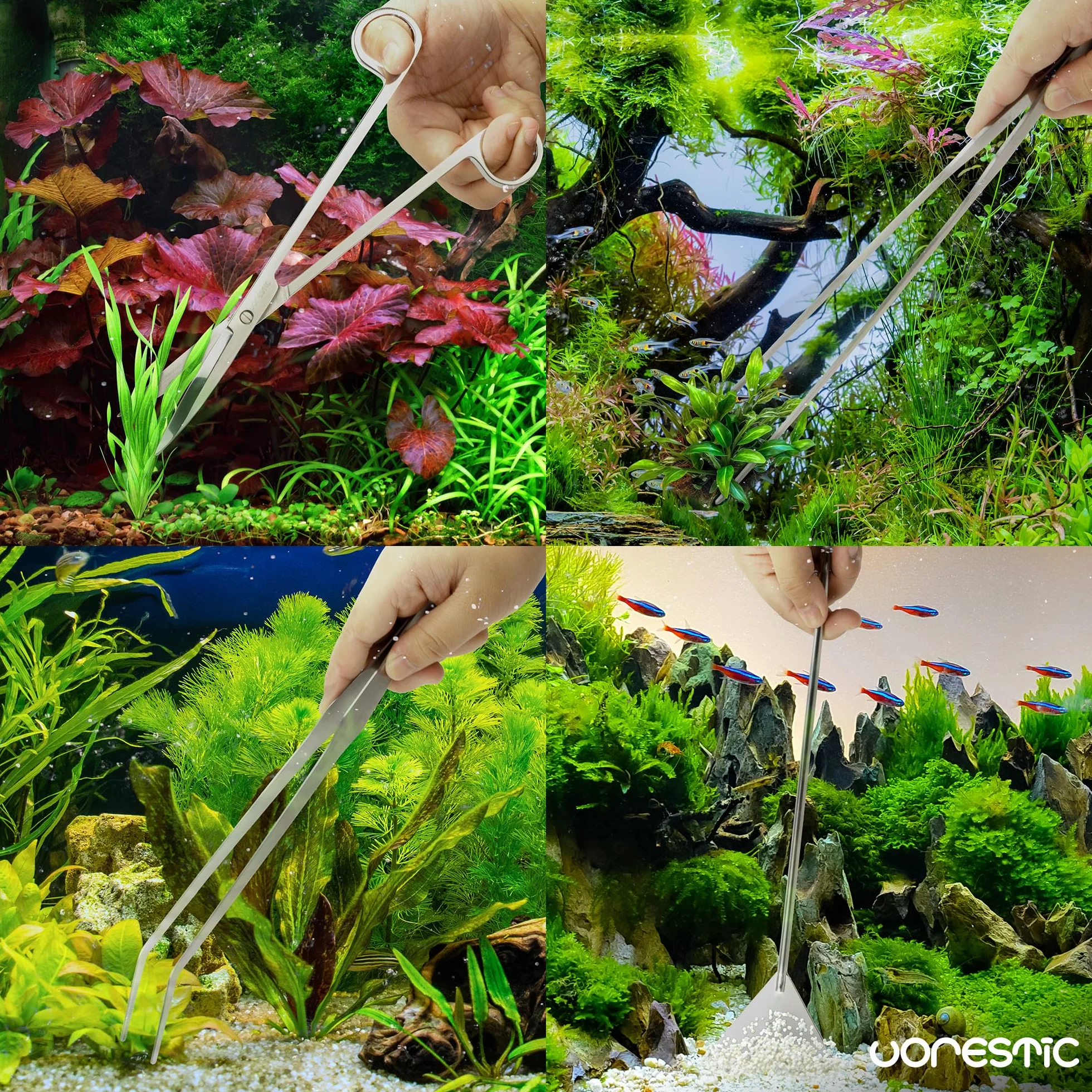 VORSTIC 4 in 1 Accessori per Acquario, Forbici, Pinze, Spatola