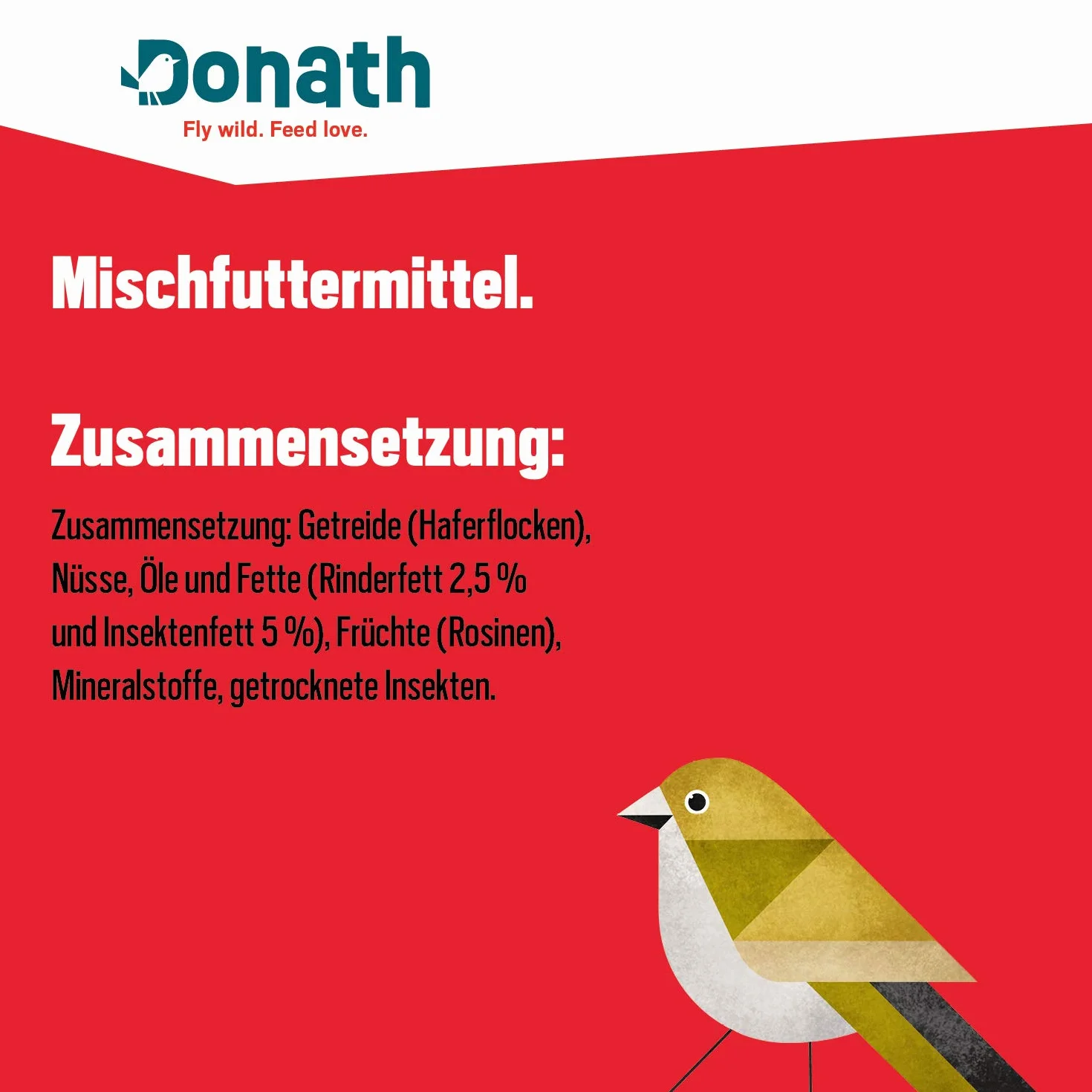 Donath miscela rinvigorente - ricca di pregiato grasso bovino e di insetti – pregiato cibo per uccelli selvatici adatto tutto l’anno - dalla nostra manifattura nel sud della Germania