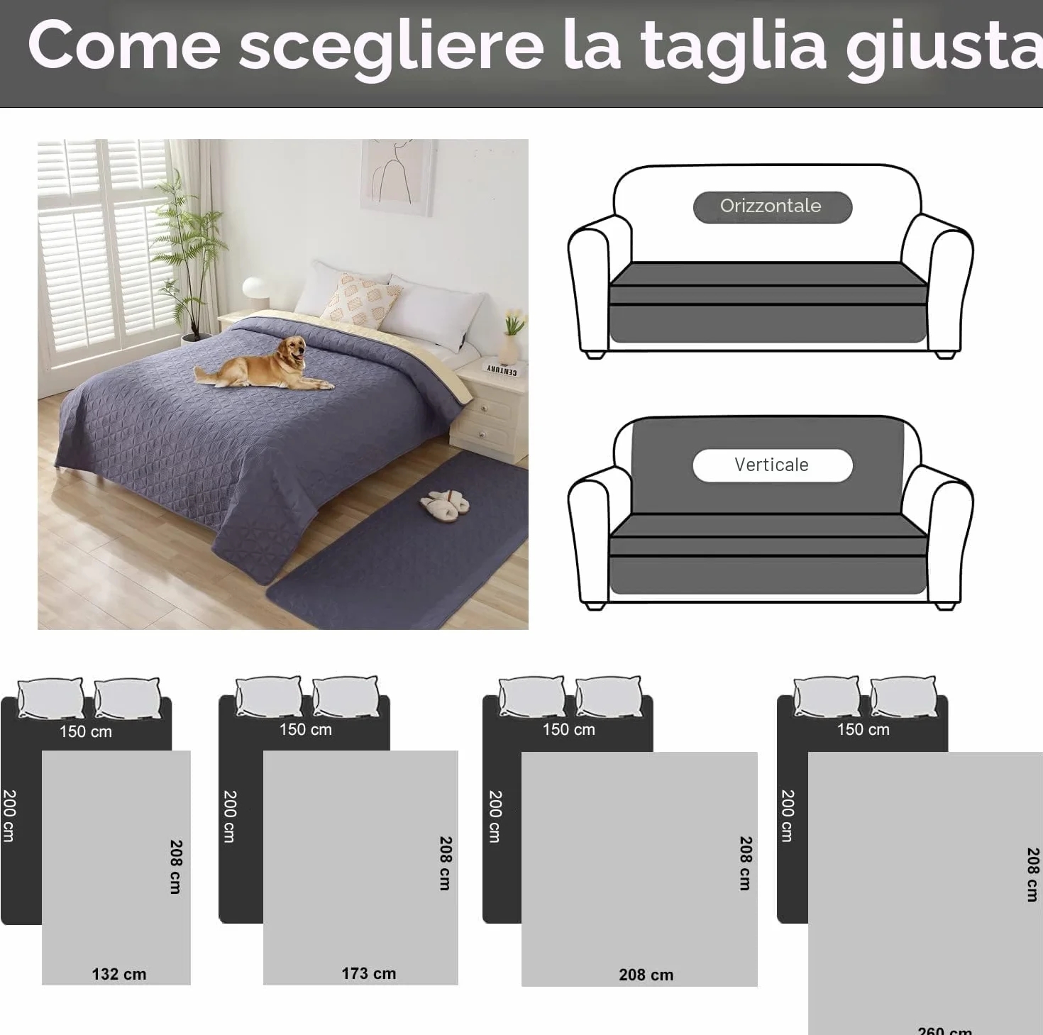 Taiyang Copridivano per Cani Impermeabile Antiscivolo Grigio 173-208cm