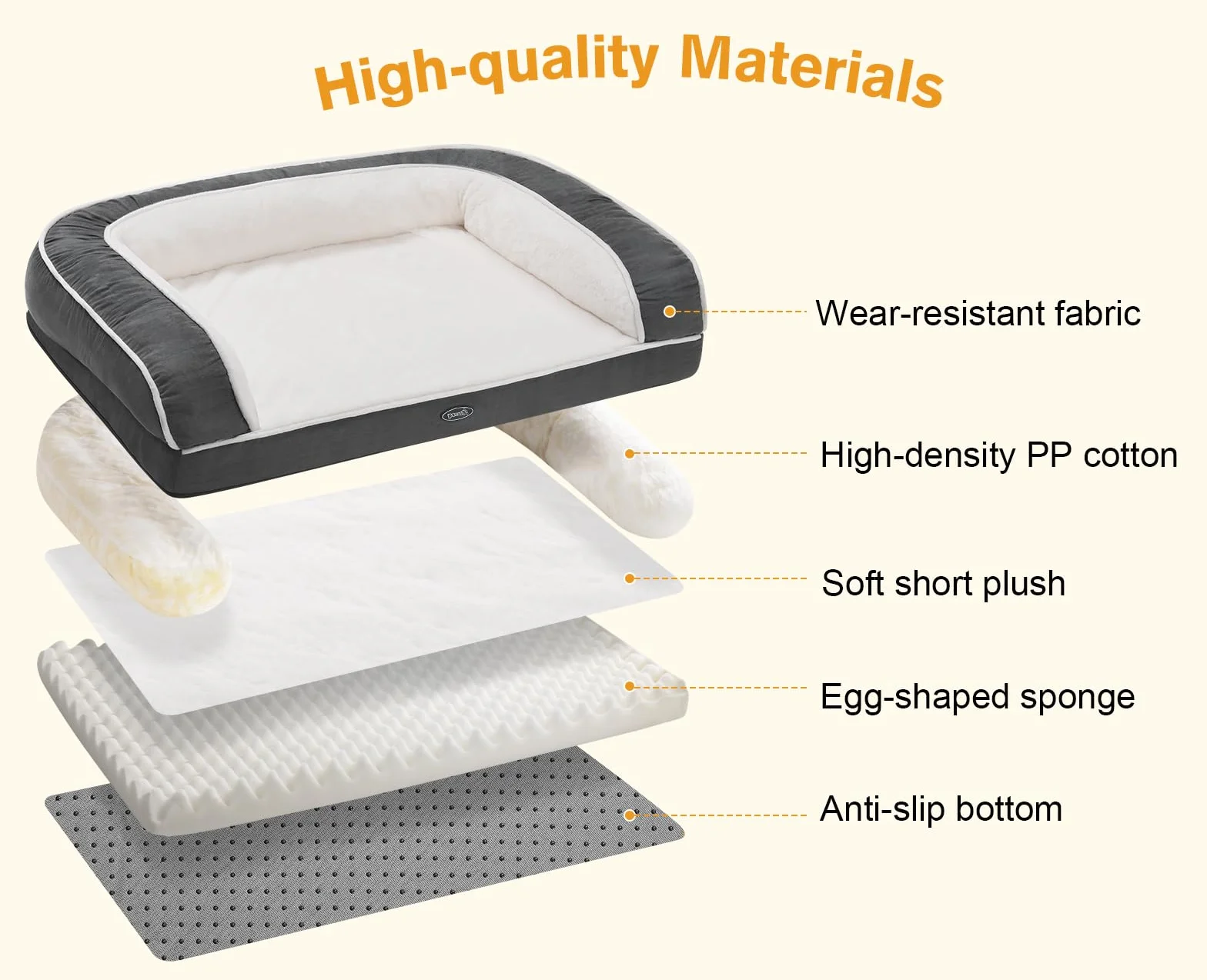 Pecute Divano Letto per Animali Domestici, Divanetto Relax per Cani, Cuccia Cane Gatto, Cuscino Cane di Un Intero Memory Foam a Forma di Uovo (XL 101 * 66 * 20 CM)