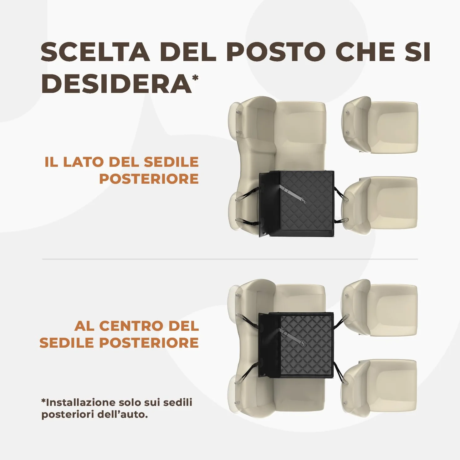 Seggiolino Auto Extra Stabile per Cani Piccoli e Medie - Rinforzato con 4 Cinghie Impermeabile per Sedile Posteriore
