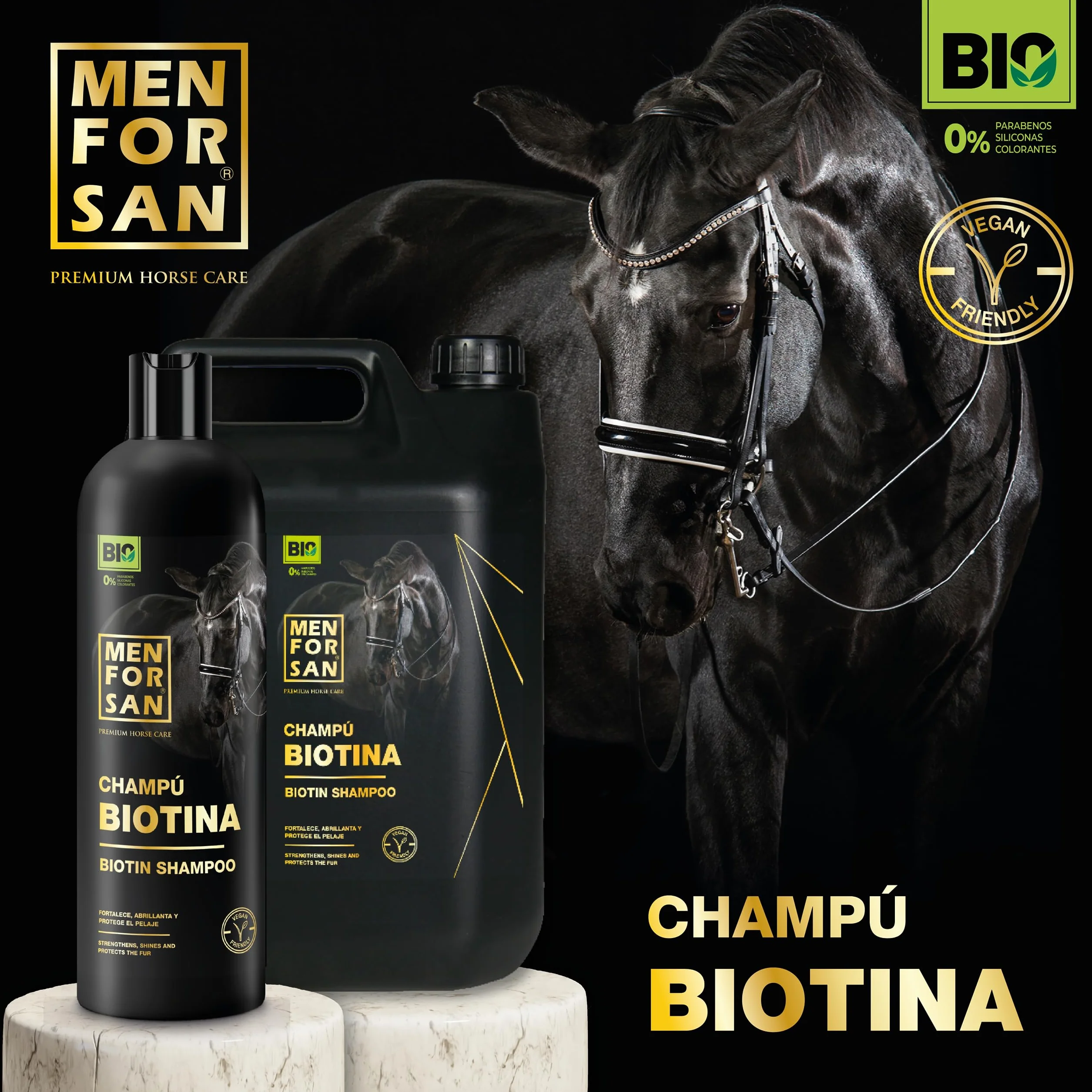MENFORSAN Shampoo alla biotina per cavalli, 1L | BIO - Vegan friendly - 100% naturale | PREMIUM HORSE CARE