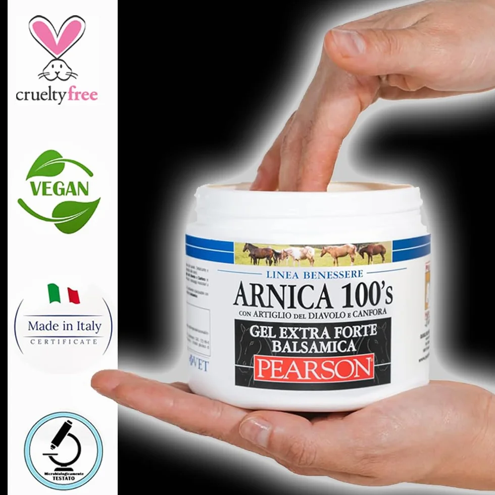 ARNICA 100'S Arnica Per Cavalli Gel Extraforte Balsamica Pearson 500ml Crema Arnica Gel Forte Con Artiglio Del Diavolo e Canfora Pomata Defaticante Rilassante Made in Italy