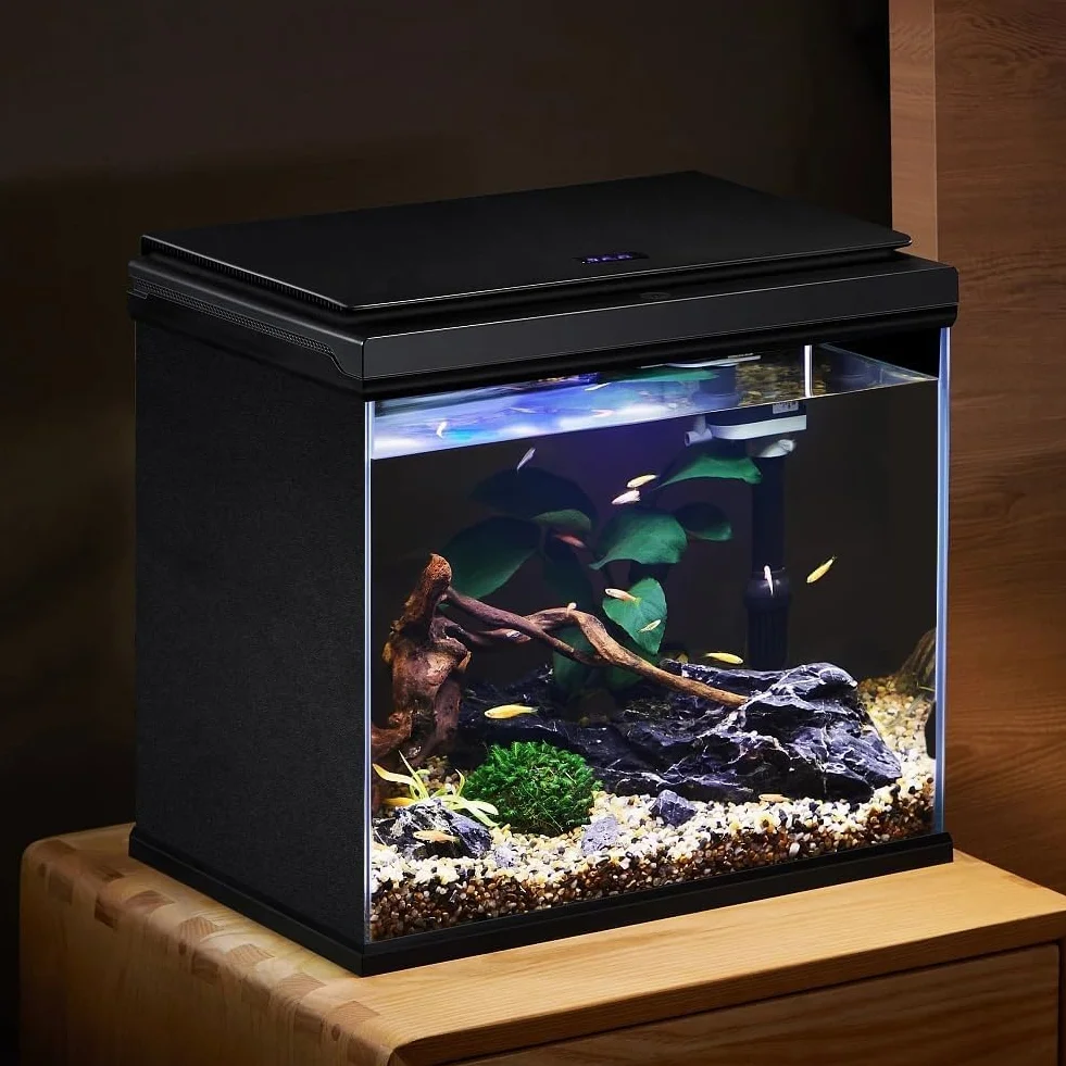 Sfondo per acquario, 40 x 200 cm, statico per acquario, in PVC, sfondo nero, adesivo per carta da parati per acquario