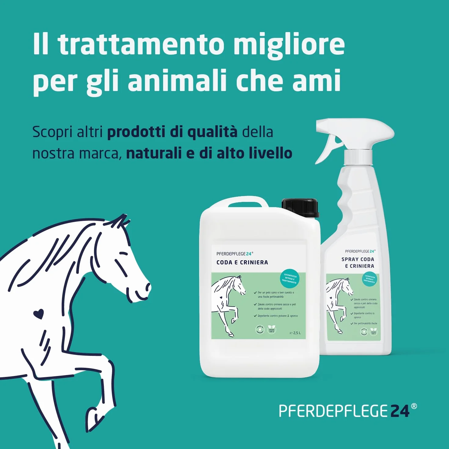 PFERDEPFLEGE24 Repellente Insetti Cavallo Spray 1l - Protezione immediata con Aloe Vera - Effetto Lunga Durata contro tafani, zanzare, mosche e zecche