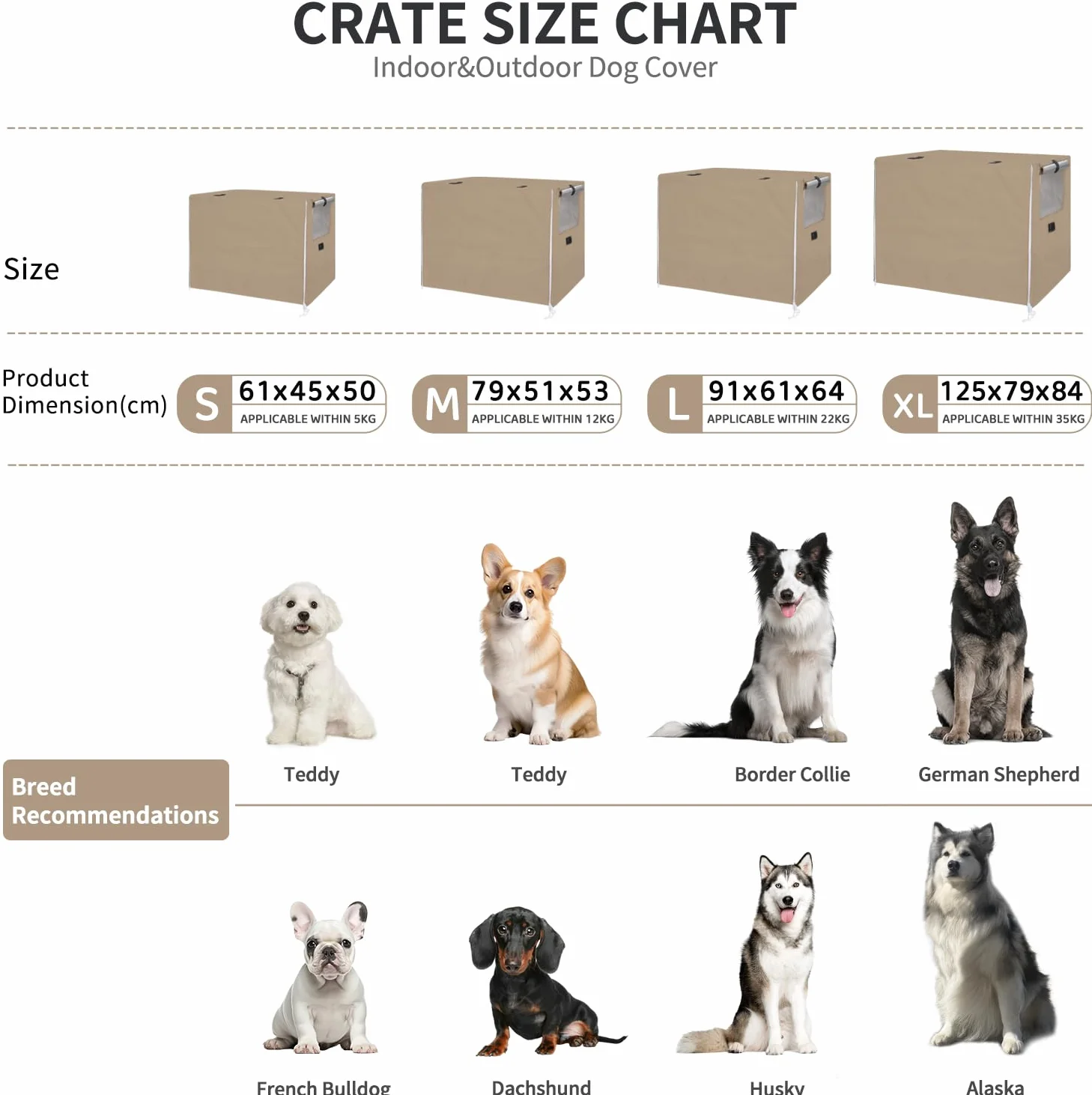 OUUTMEE Copertura per gabbia per cani 122 cm impermeabile tessuto Oxford 210D antivento protezione interna