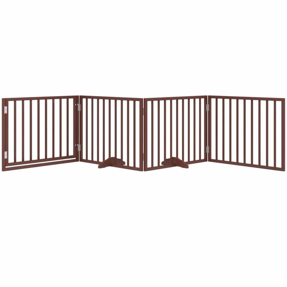 vidaXL Cancelletto per cani pieghevole 4 pannelli 320 cm legno di pioppo marrone
