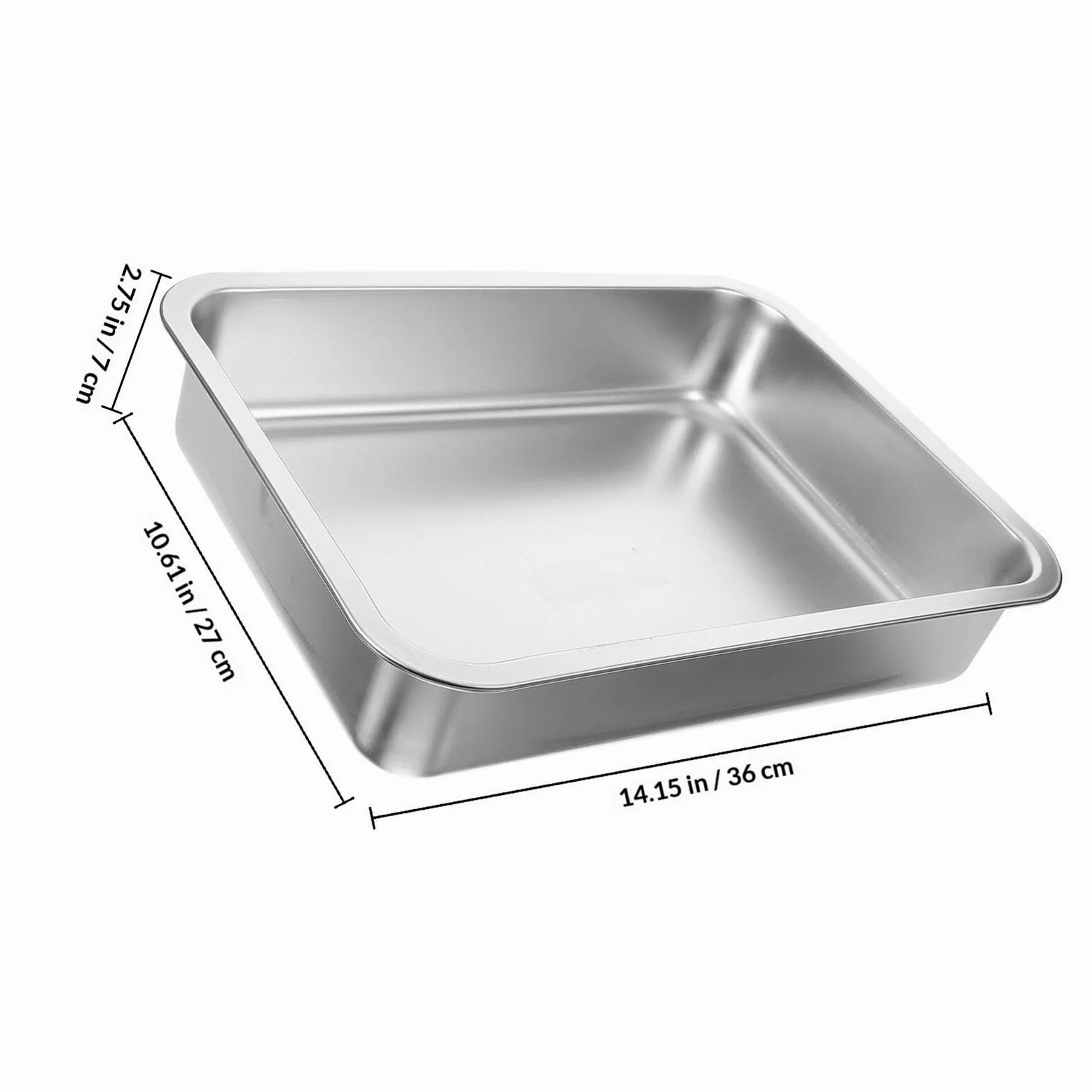 Generico Lettiera Aperta per Gattini in Acciaio Inox 304 senza Fori, Contenitore in Metallo Resistente 36x27x7 Cm, Toilette per Animali Domestici Ampio Spazio per Casa e Viaggio