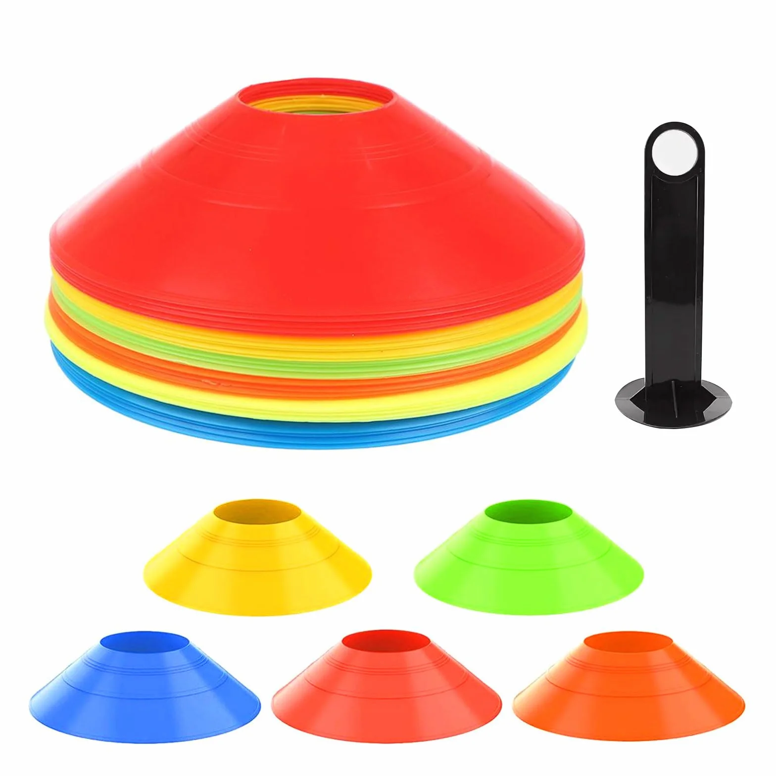 20 Pezzi Coni da Allenamento, Cinesini per Allenamento Calcio con Maniglia per Il Trasporto, Calcio Accessori, Conetti Allenamento per l'Allenamento del Calcio e Marcatura del Campo (5 Colori)